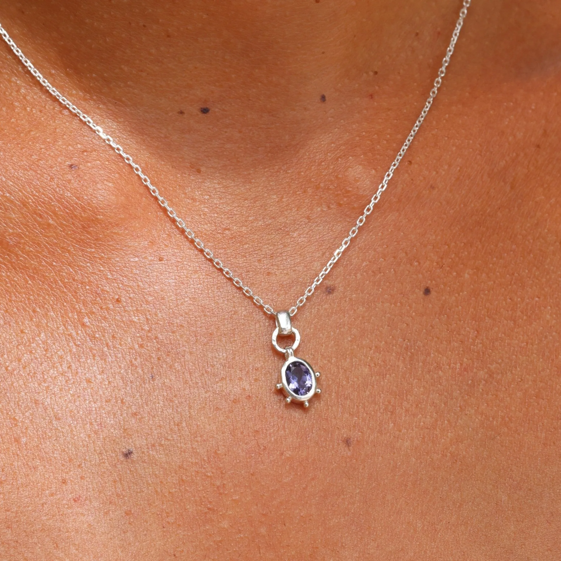 Gia Iolite Silver Necklace