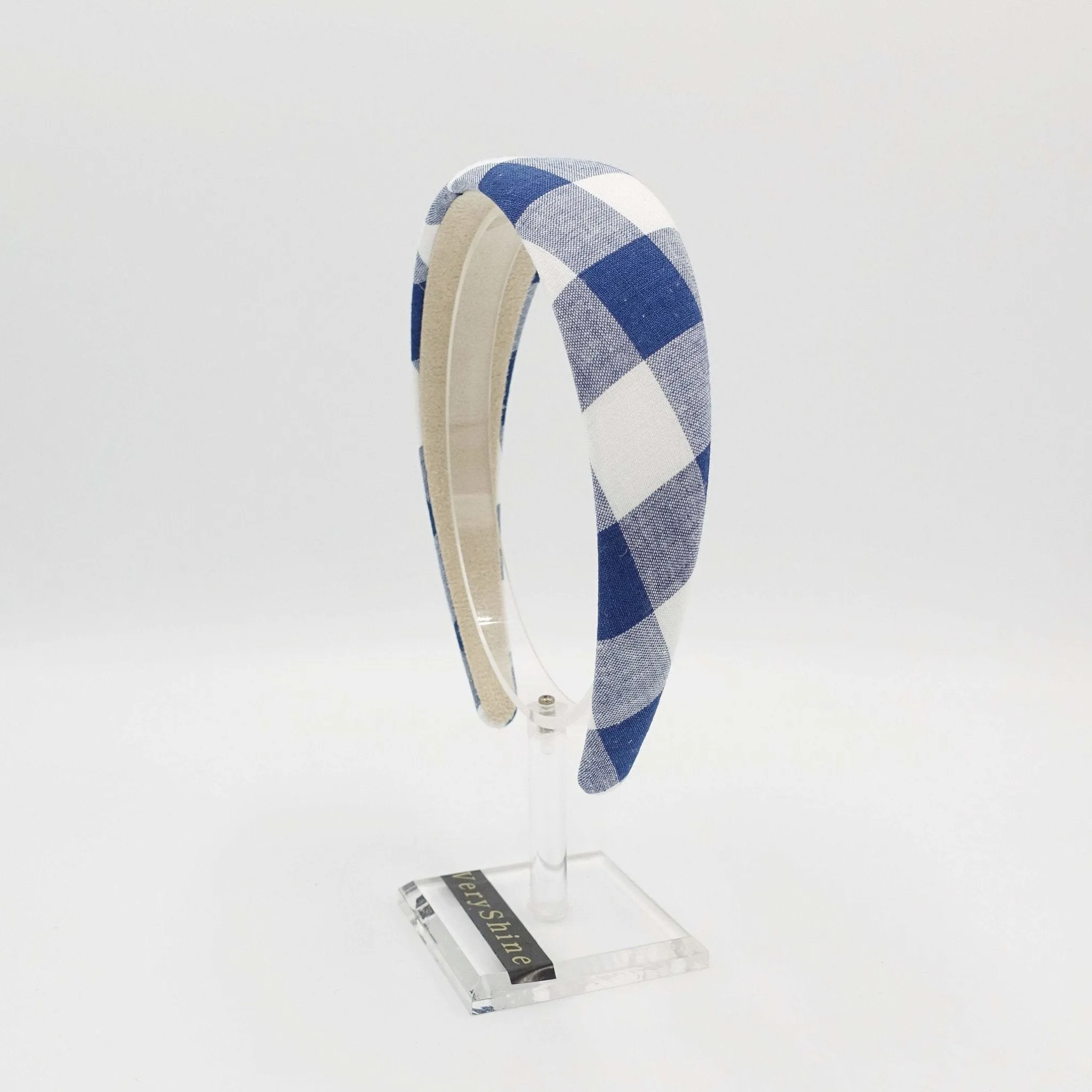 gingham check padded headband checkered pattern hairband casual hair accessory for women