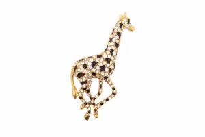 Giraffe Brooch Large Enamel crystal