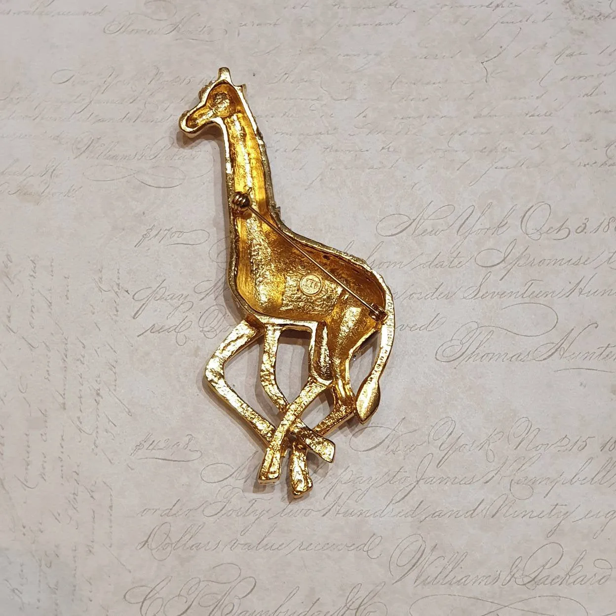 Giraffe Brooch Large Enamel crystal