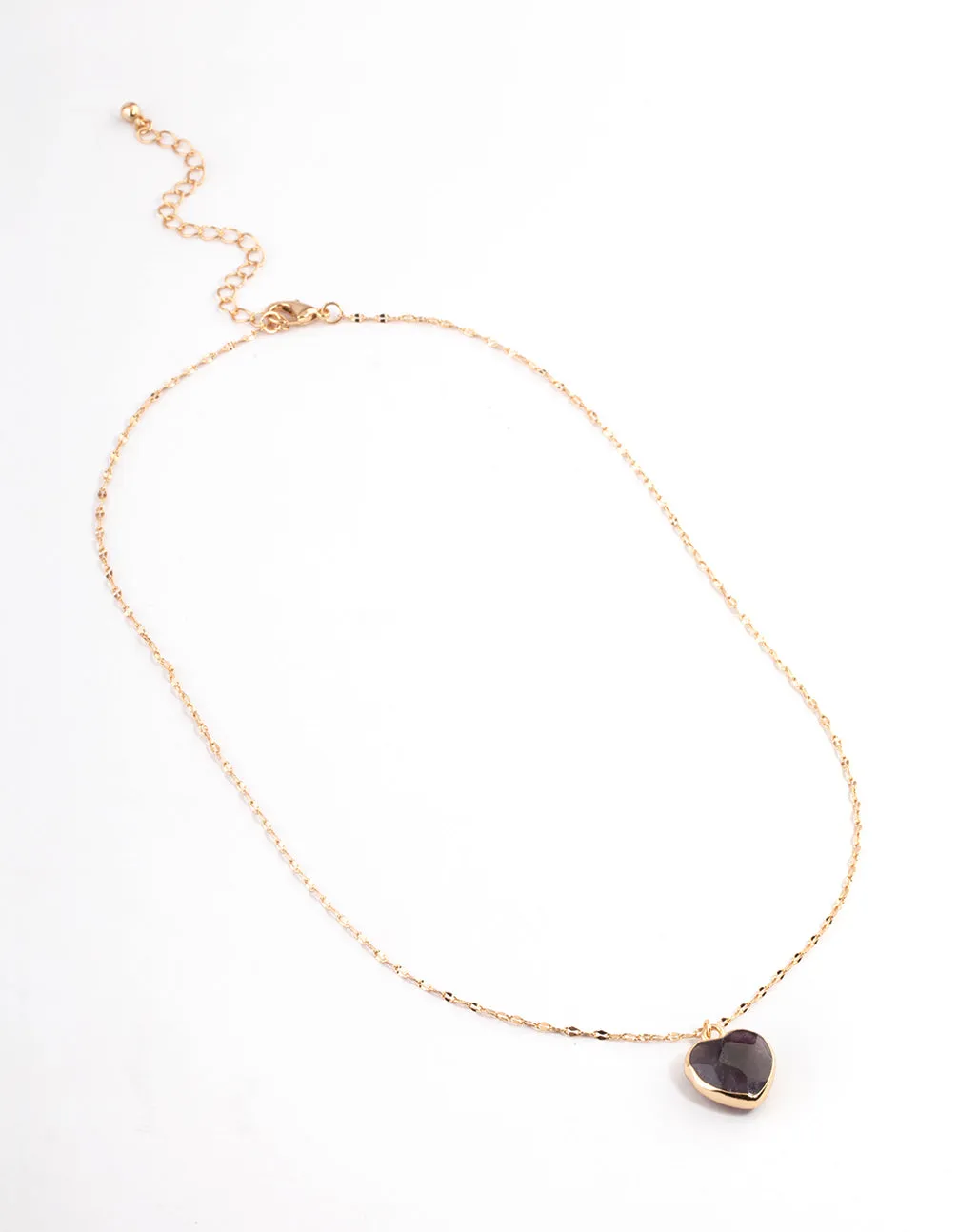 Gold Amethyst Heart Necklace