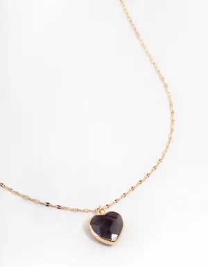 Gold Amethyst Heart Necklace