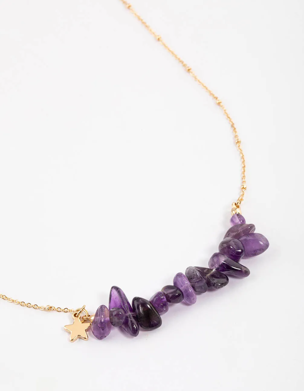 Gold Amethyst Molten Stone Necklace