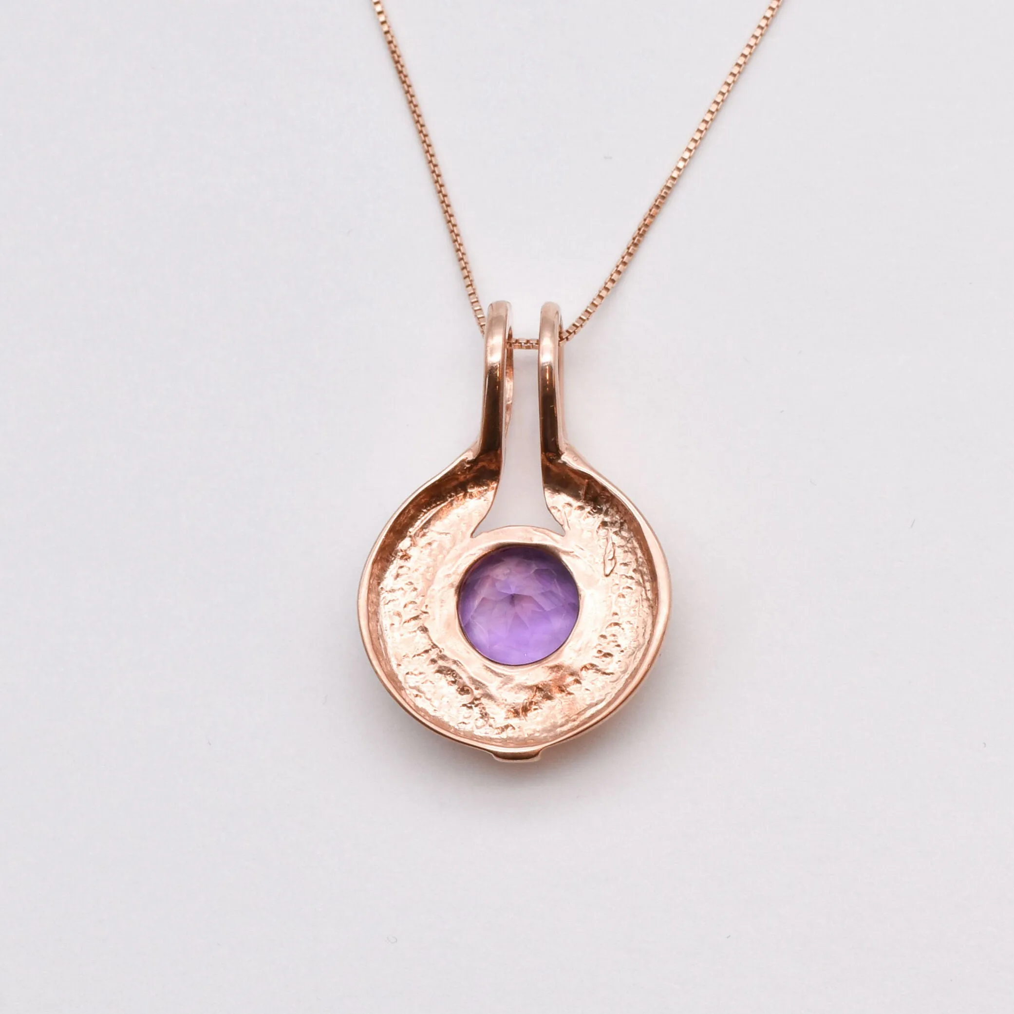 Gold Amethyst Pendant - Tribal Statement Necklace - Rose Gold Necklace