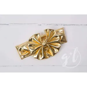 Gold Lame Oversized Bow Headband