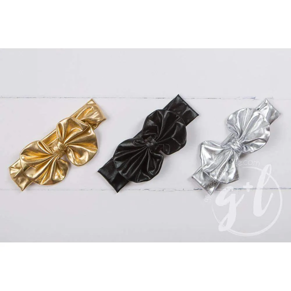 Gold Lame Oversized Bow Headband