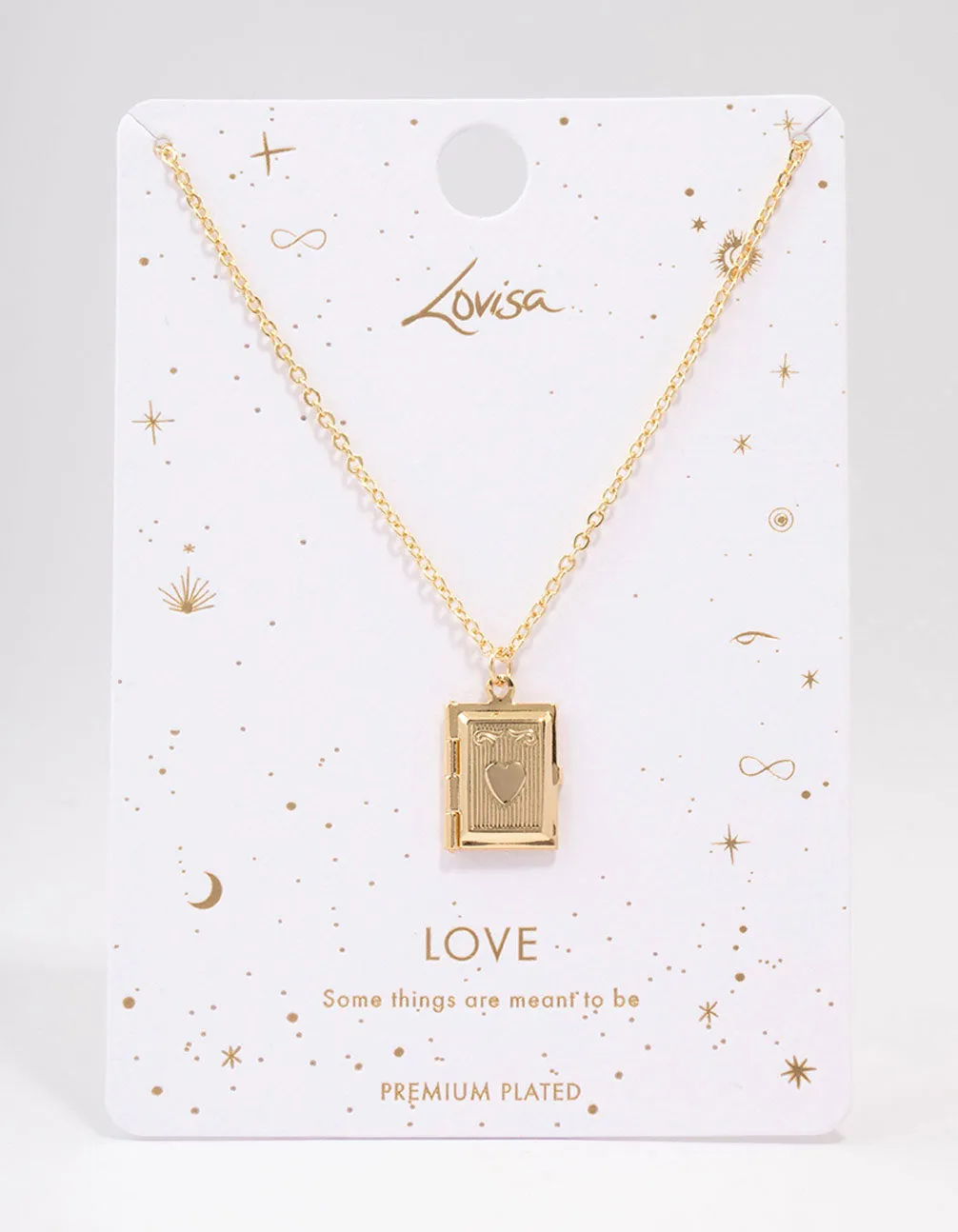 Gold Plated Heart Book Locket Pendant Necklace