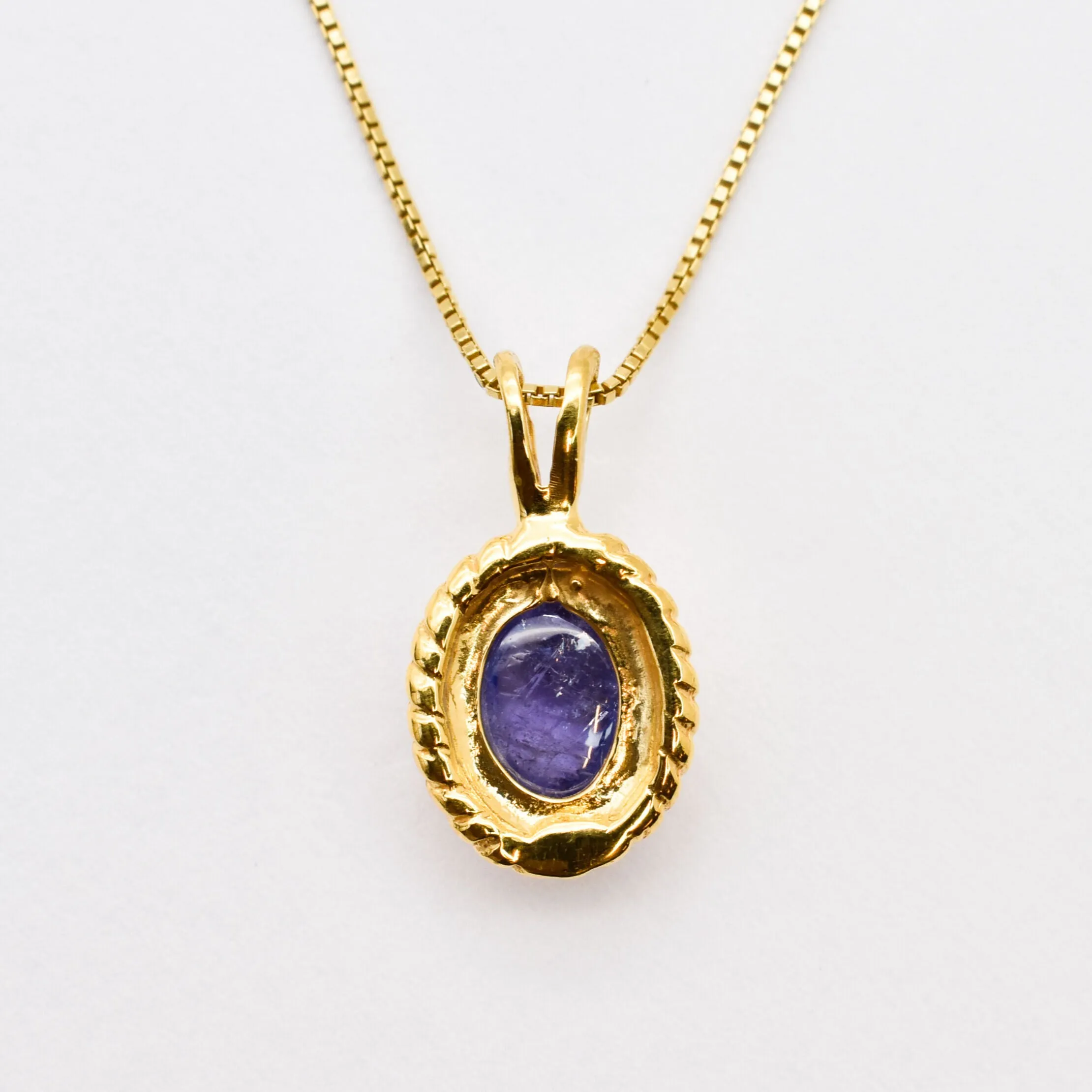 Gold Tanzanite Necklace - Blue Vintage Pendant - December Birthstone