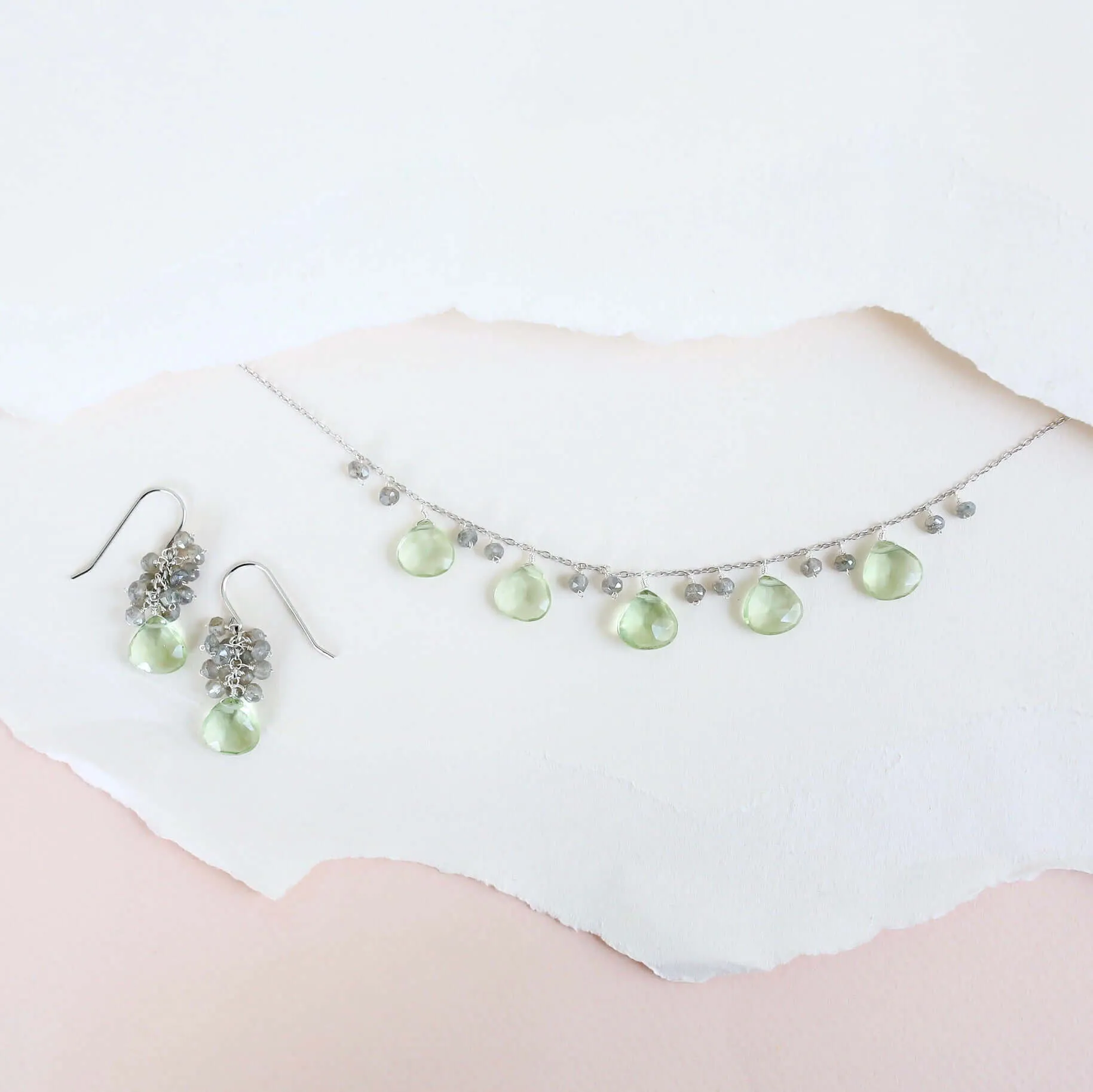 Green Amethyst Silver Sparkler Necklace