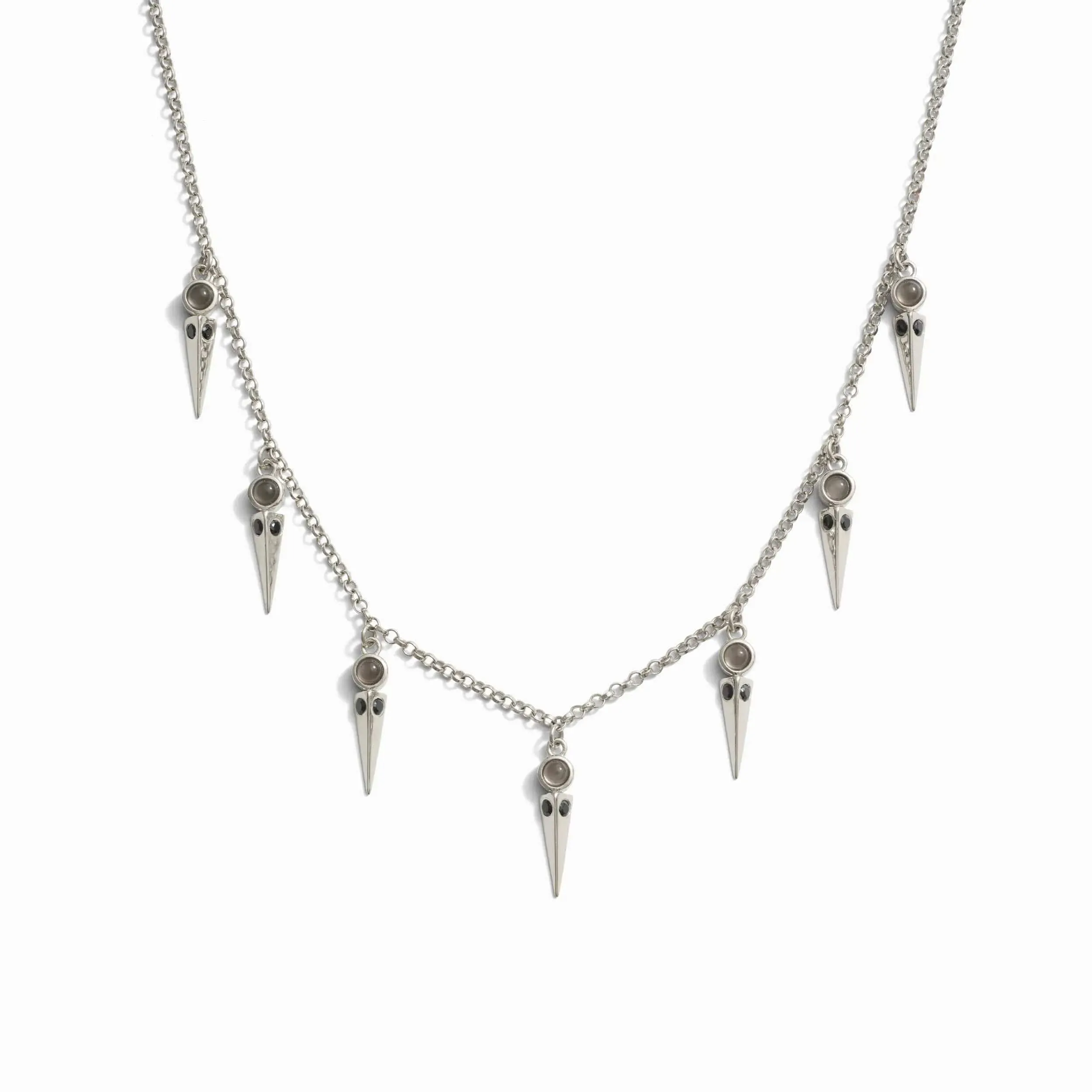 Grey Moonstone Spike Collar Necklace