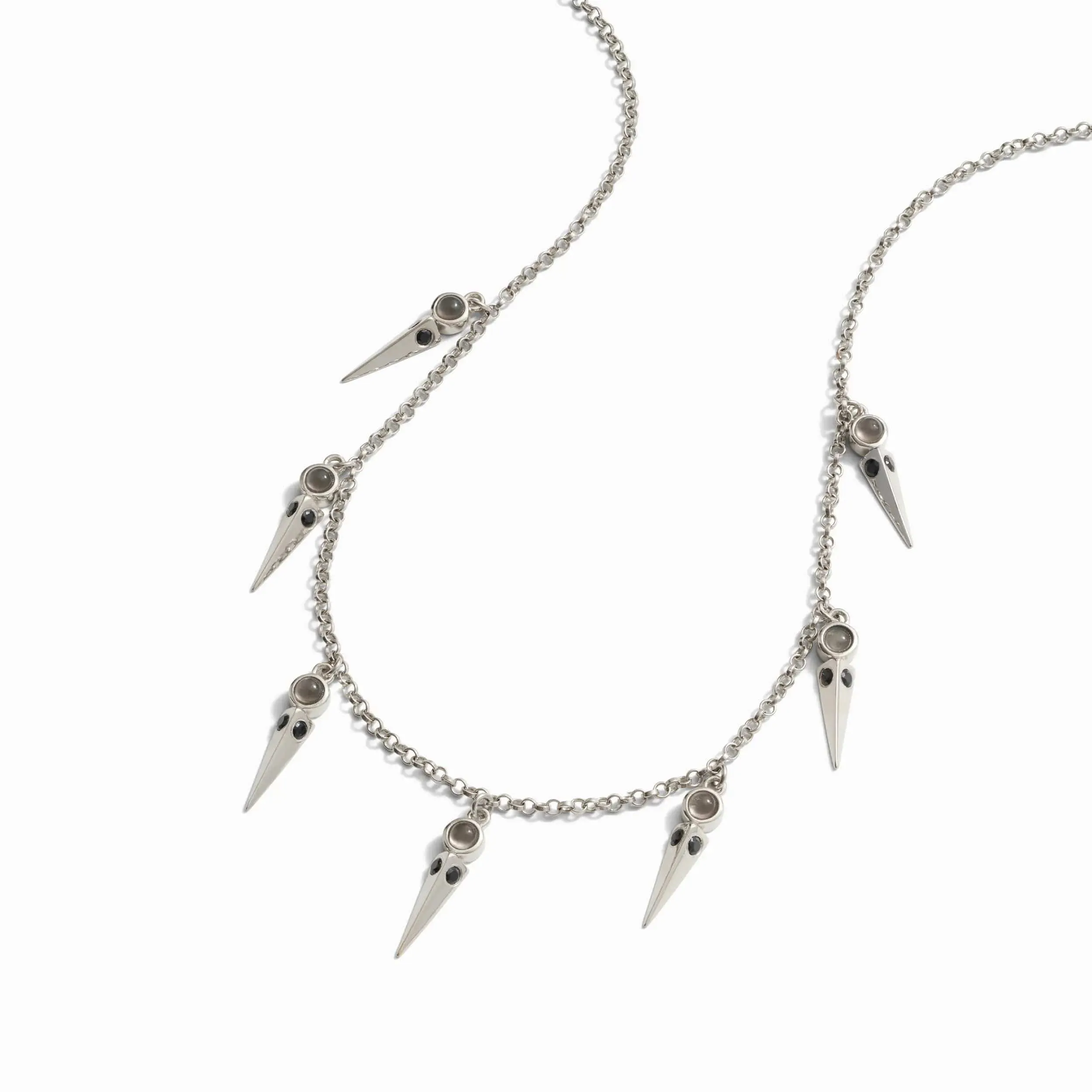 Grey Moonstone Spike Collar Necklace