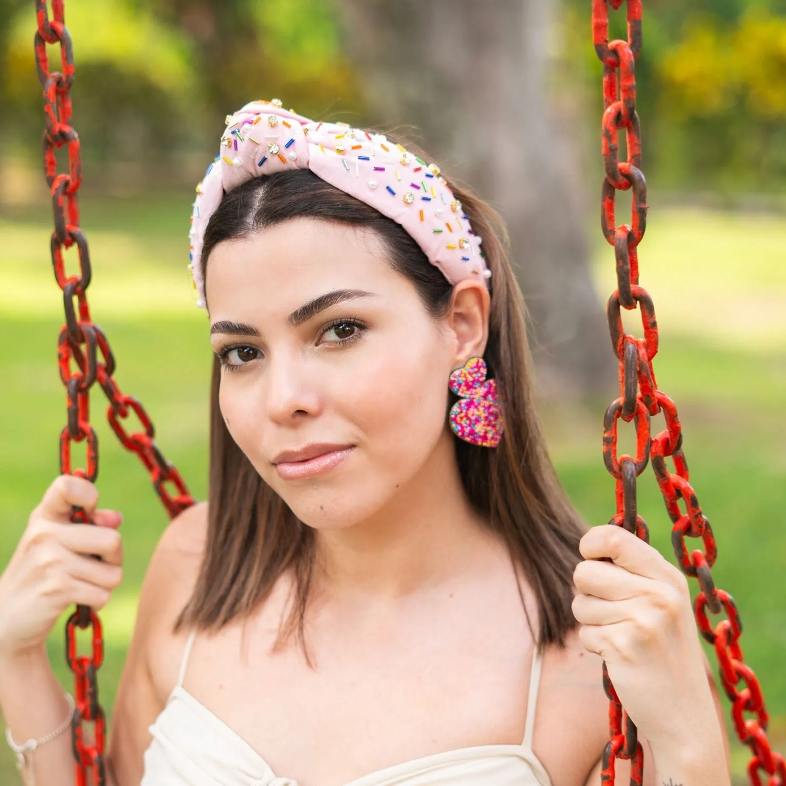 Hand Embellished Sprinkles Knotted Headband