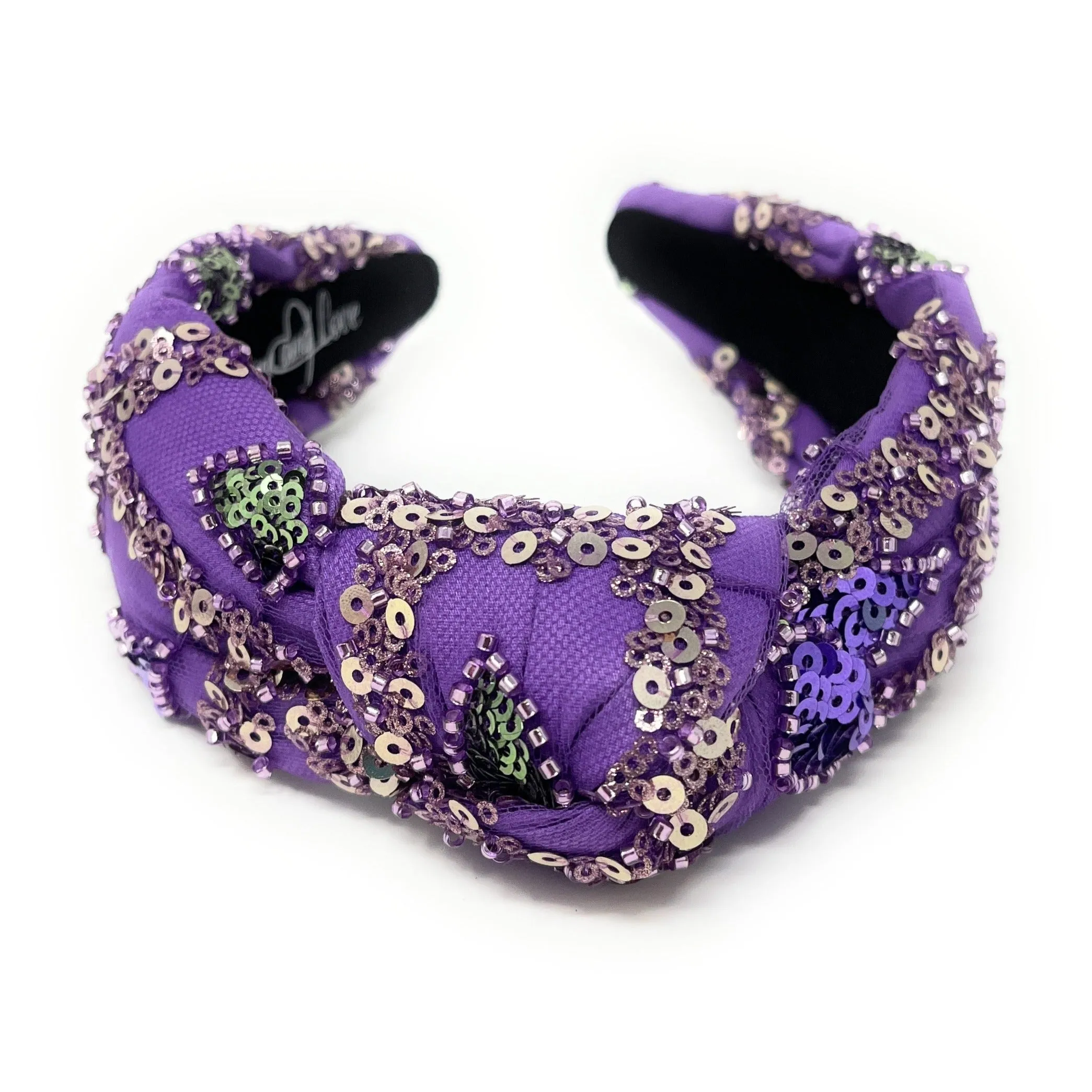 Hand Sewn Purple Sequin Knot Headband