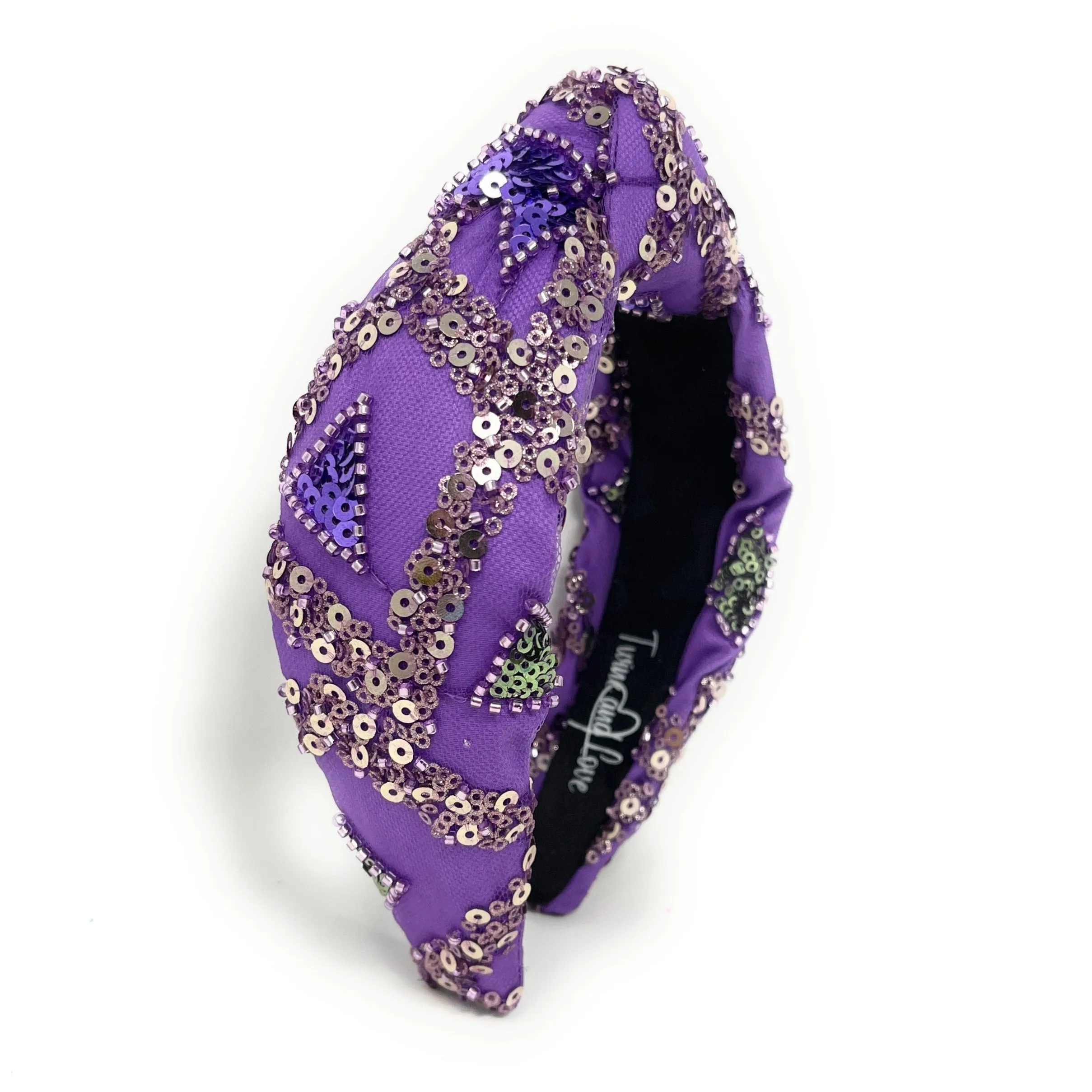 Hand Sewn Purple Sequin Knot Headband