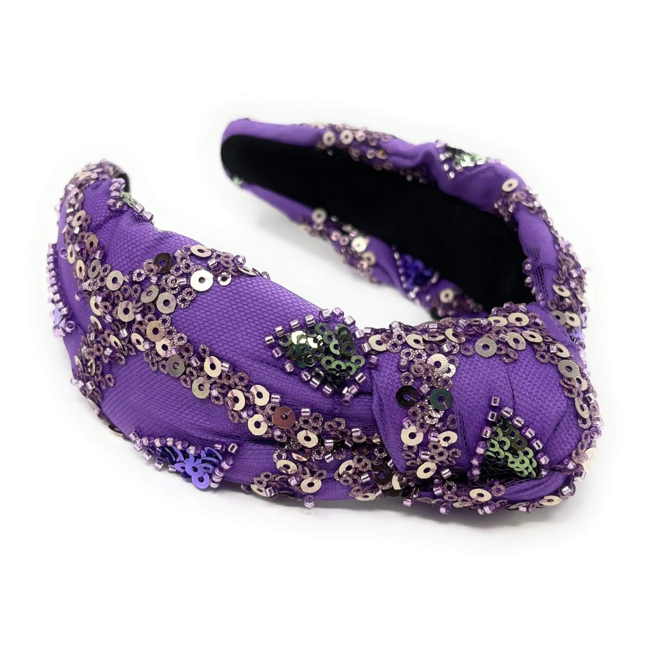 Hand Sewn Purple Sequin Knot Headband