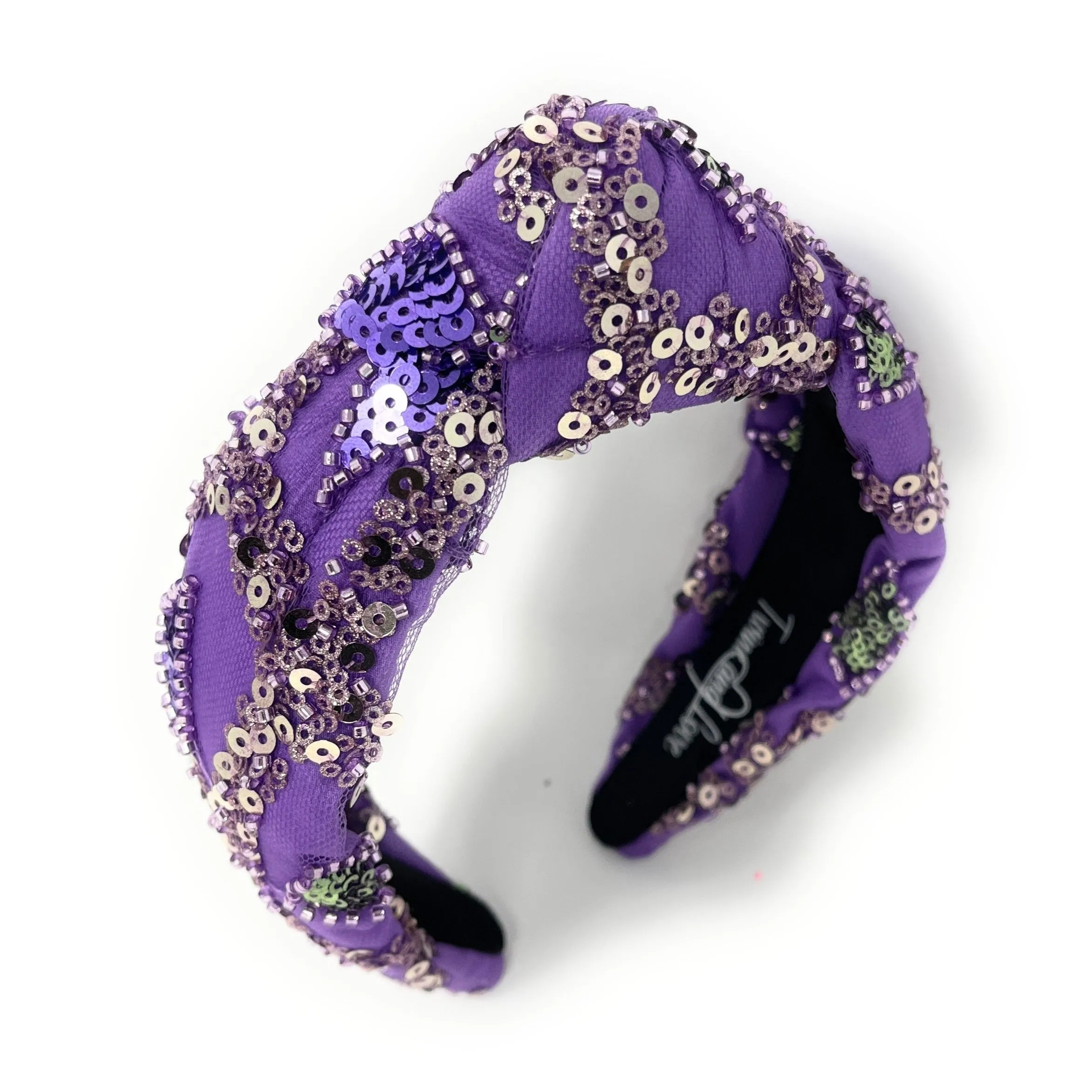 Hand Sewn Purple Sequin Knot Headband