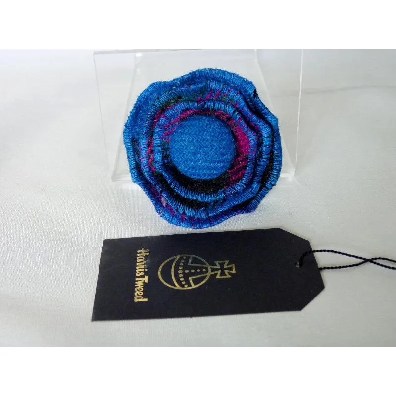 Harris Tweed Three Layer Brooch - Bright Blue & Cerise