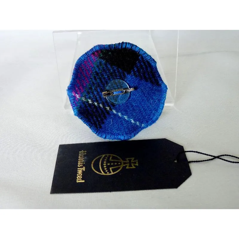 Harris Tweed Three Layer Brooch - Bright Blue & Cerise