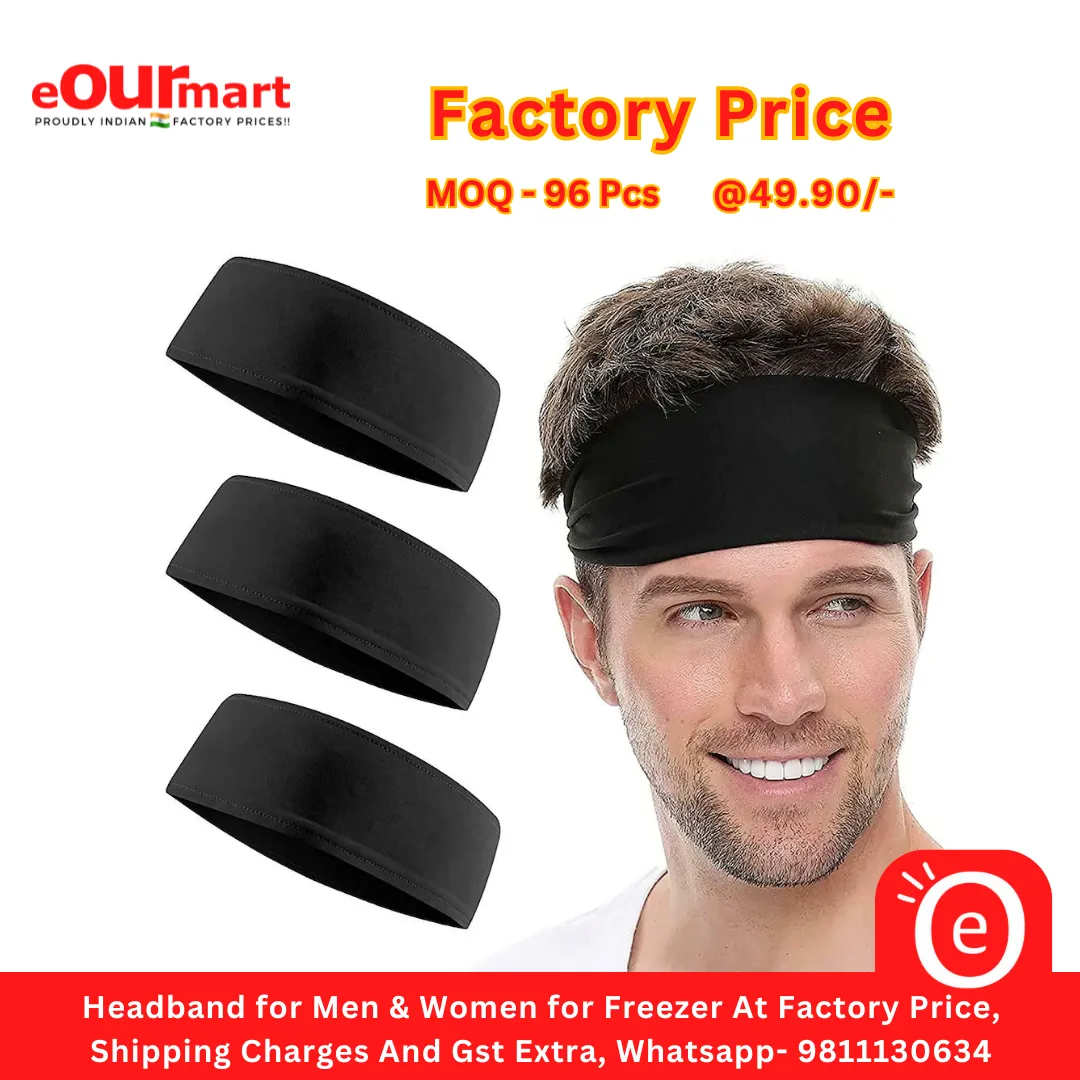 Headband for Men & Women | Sweat Band for Gym, Tennis, Badminton and Other Sports | Unisex Hair Band with Non-Slip Head Bands for Long Hair(Black)