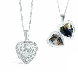 Heart Locket Necklace in Silver