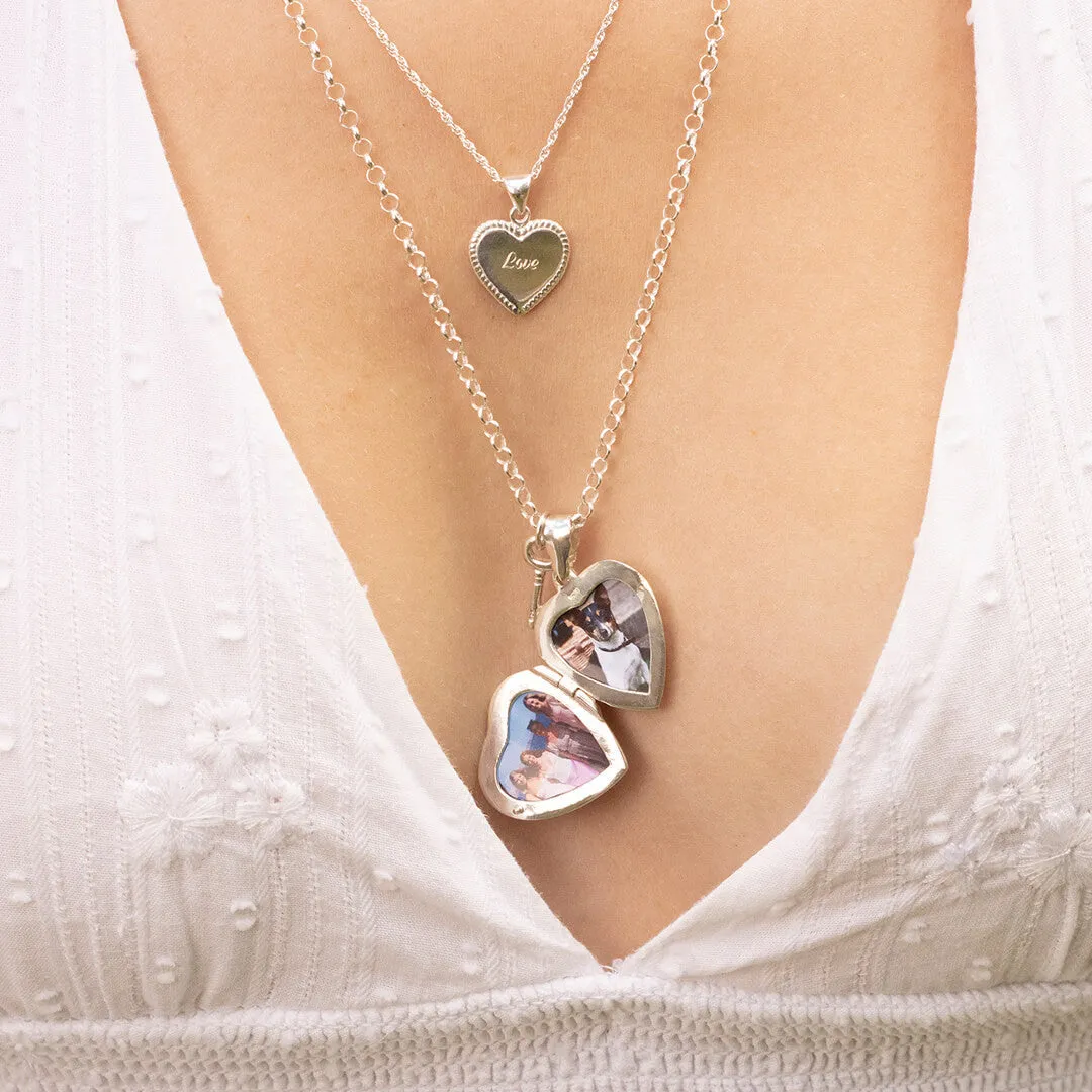 Heart Locket Necklace in Silver