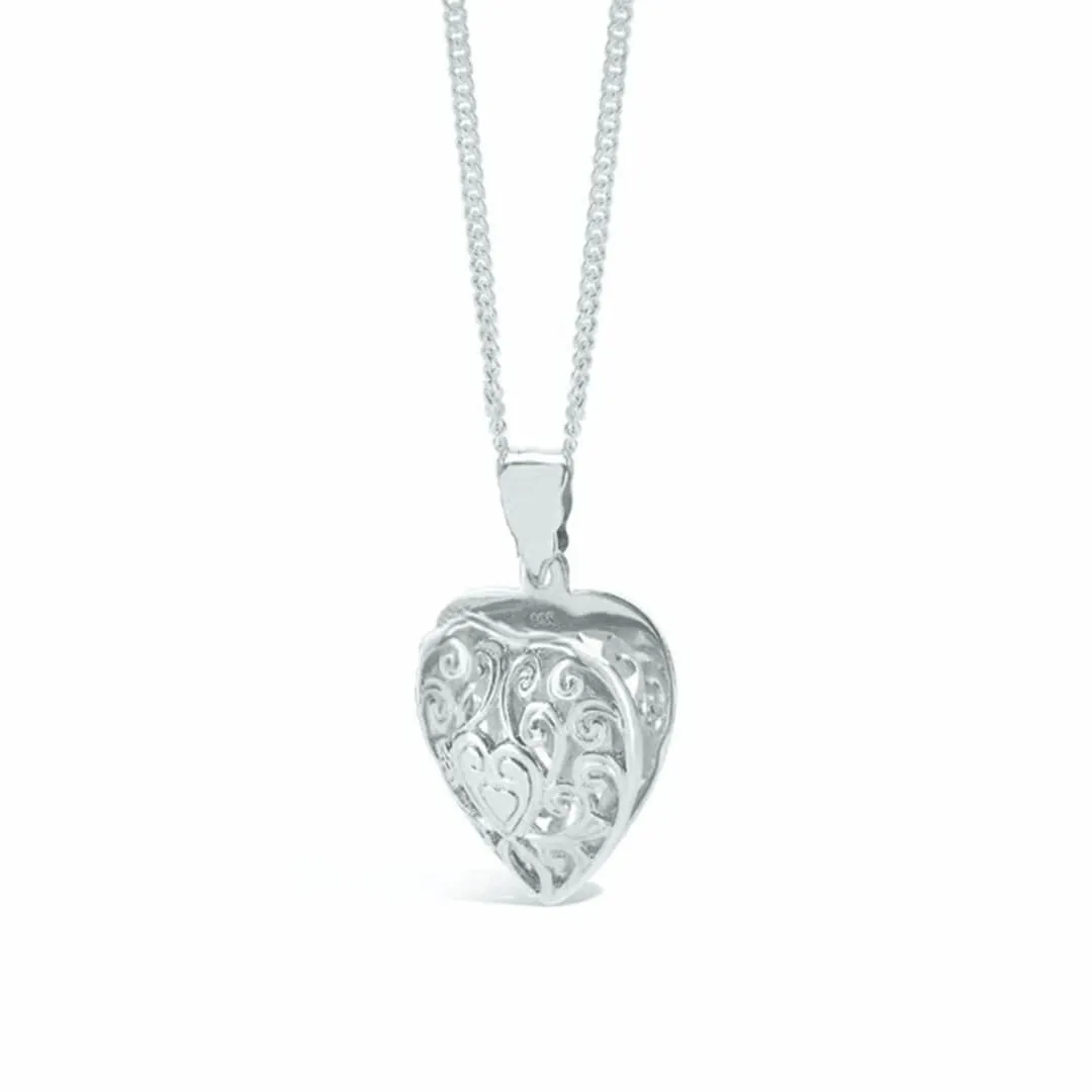 Heart Locket Necklace in Silver