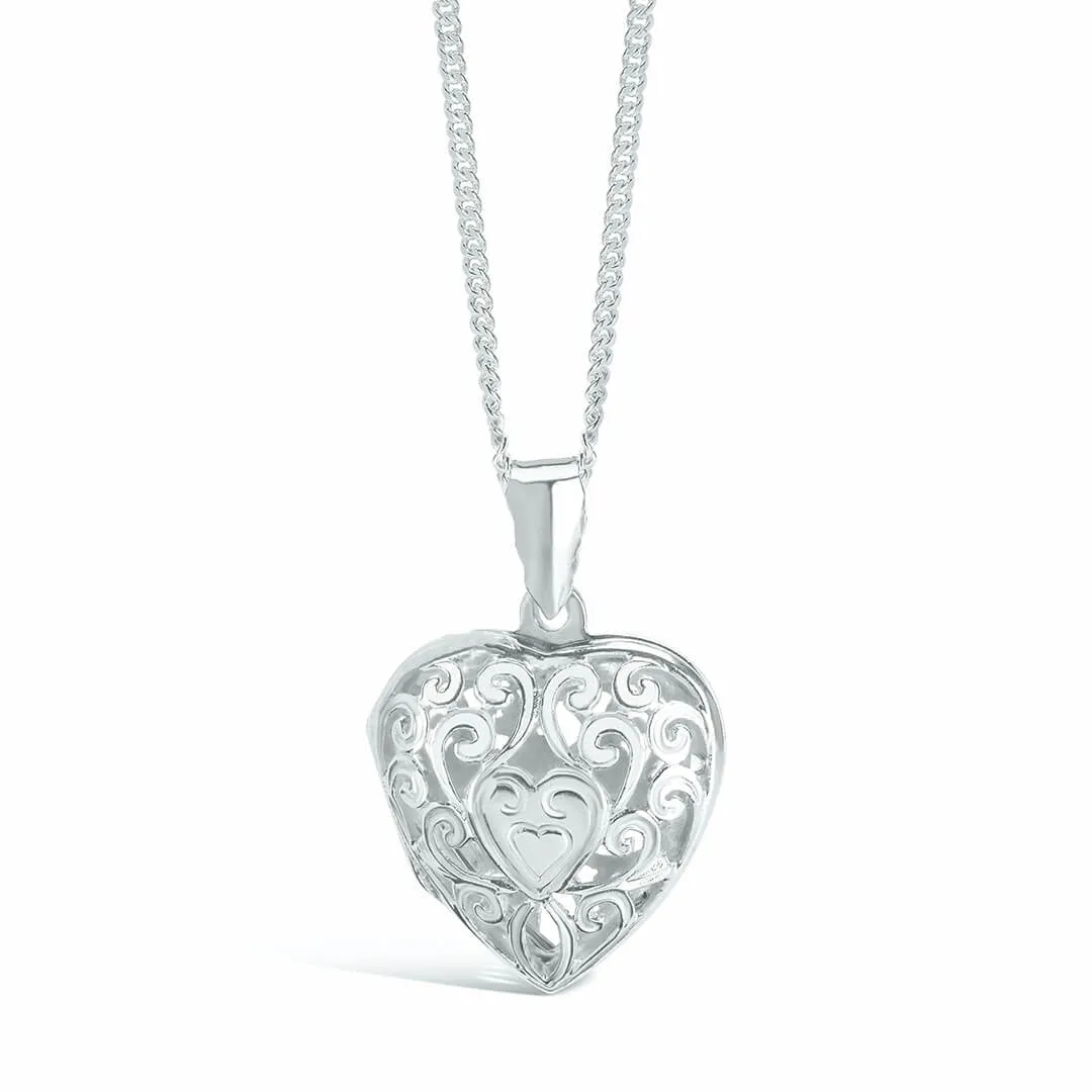 Heart Locket Necklace in Silver