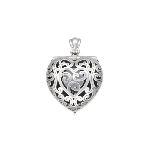 Heart-Shaped Engagement Ring Keeper Sterling Silver Locket Necklace I Jan Leslie