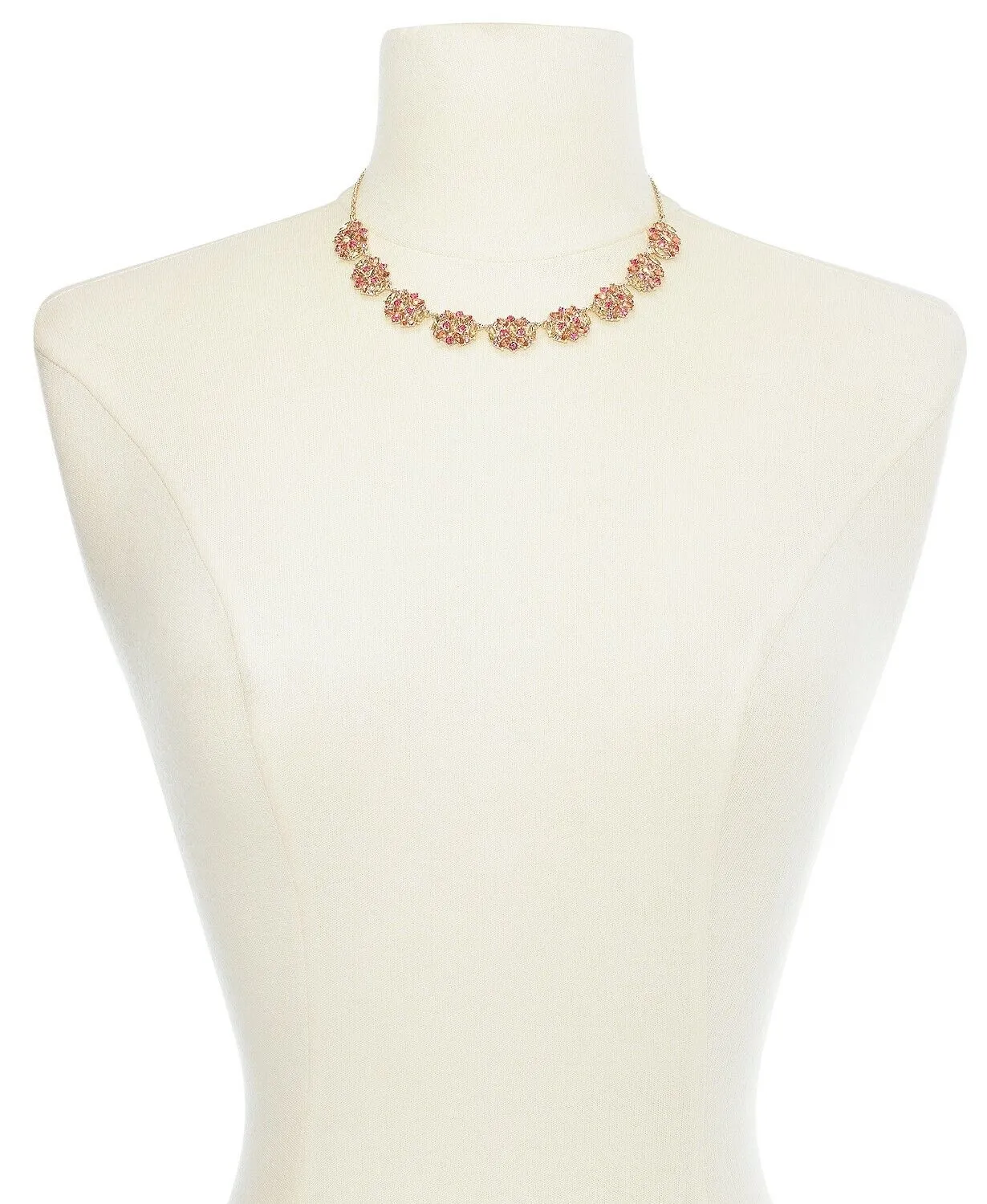 Inc Rose Gold-Tone Multi-Stone Cluster Statement Necklace