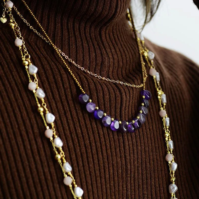 'Kaya' Amethyst and Seed Beads Necklace