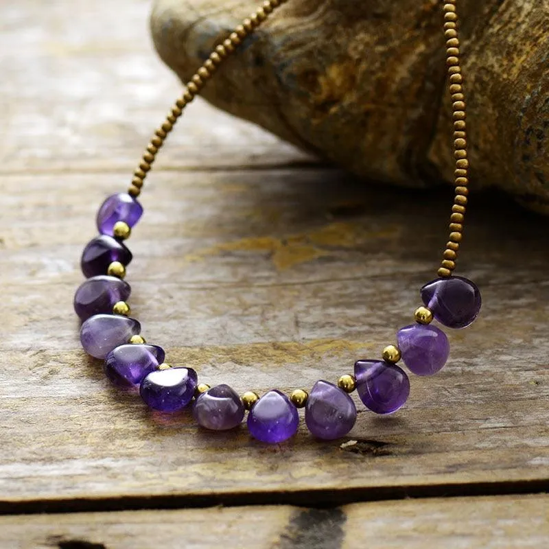 'Kaya' Amethyst and Seed Beads Necklace