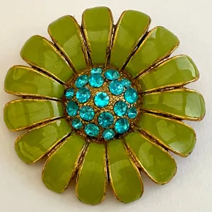 Late 60s/ Early 70s Rhinestone Flower Brooch