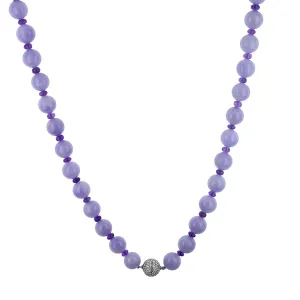 Lavender Jade and Amethyst Necklace with Diamond Clasp