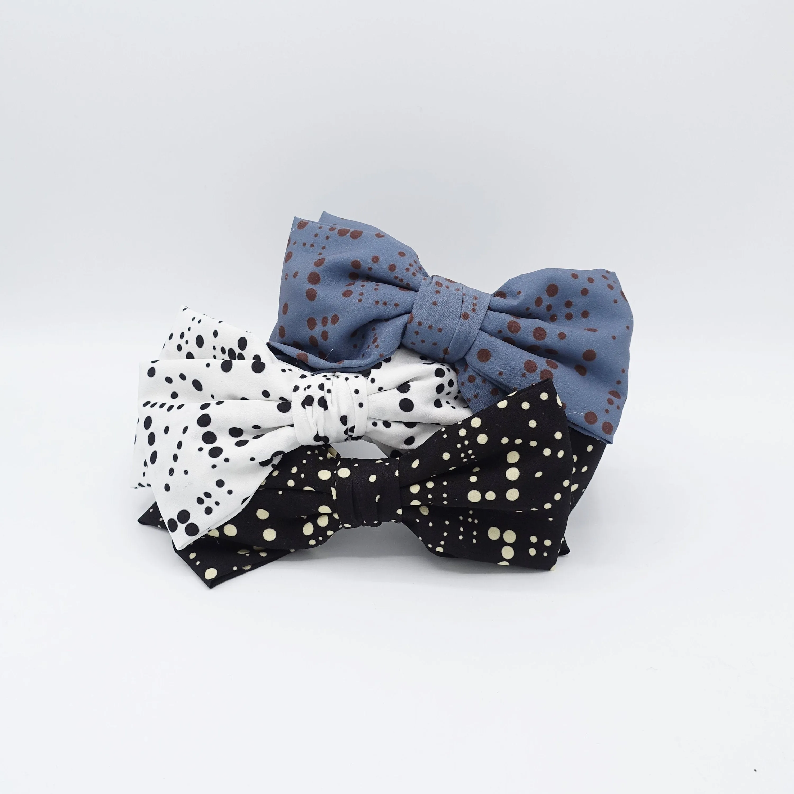 layered bow headband dot print hairband casual hair accessory for women