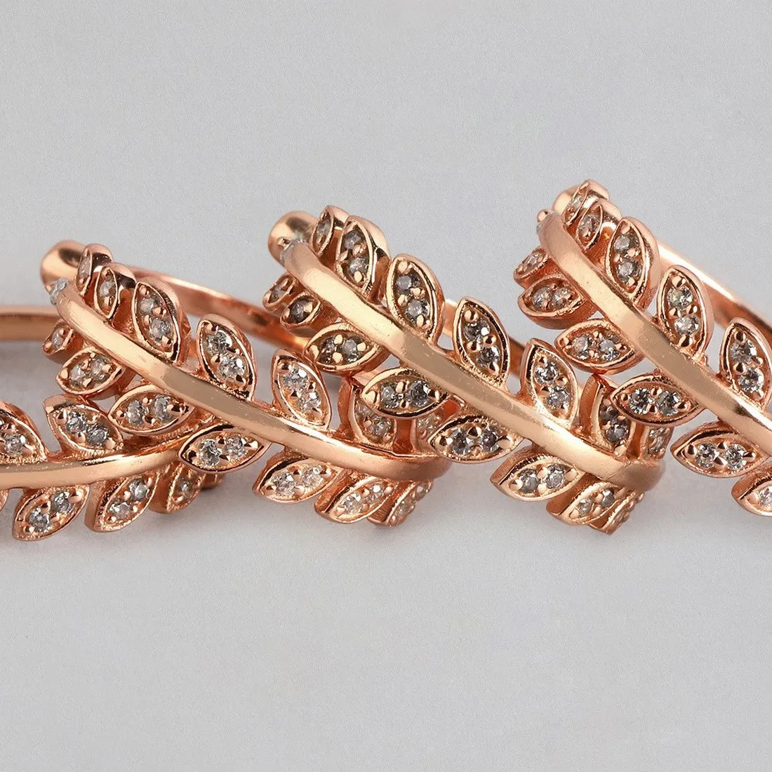 Leafy Rose Gold 925 Silver Toe Ring Combo