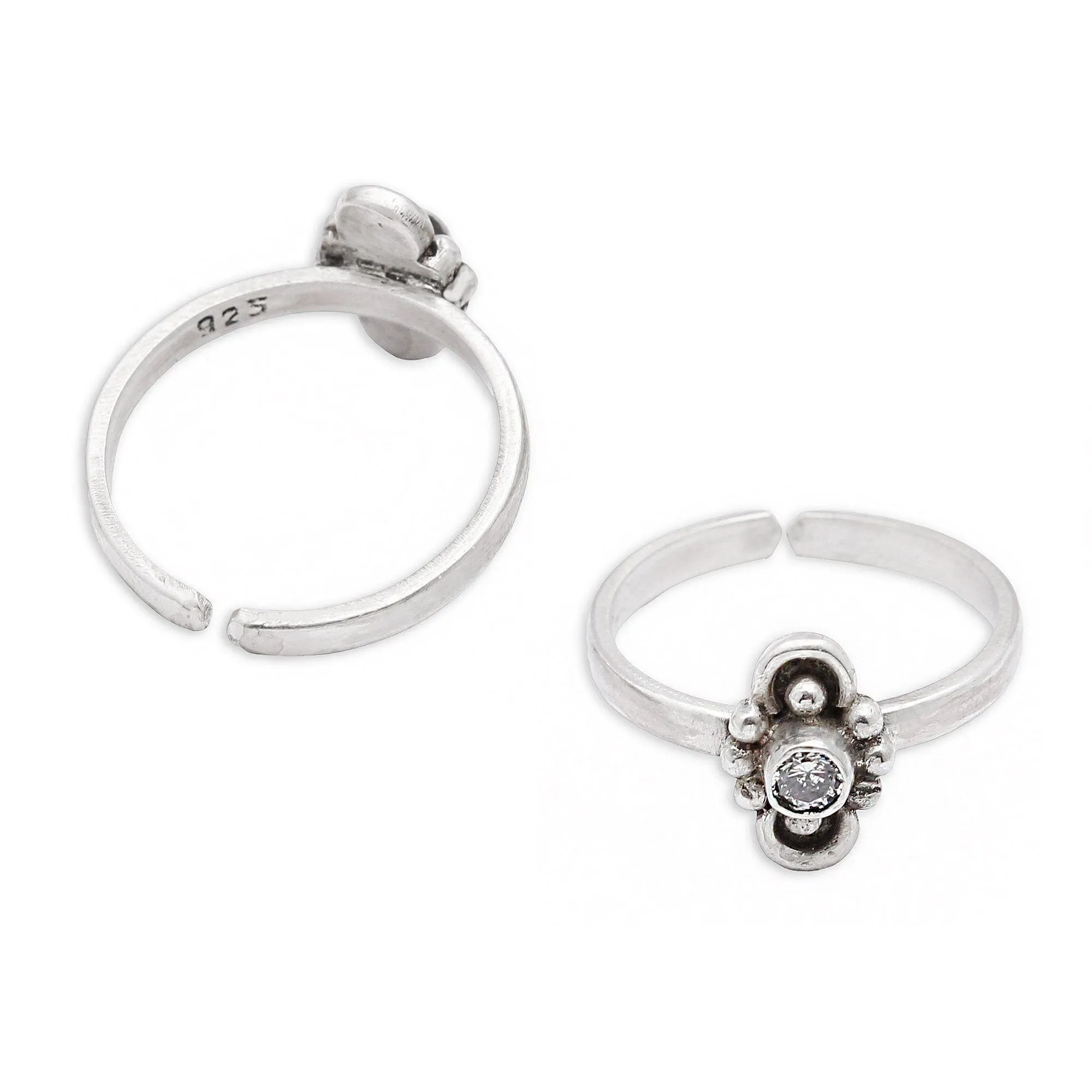 Little Flower Stone Toe Ring (Pair)