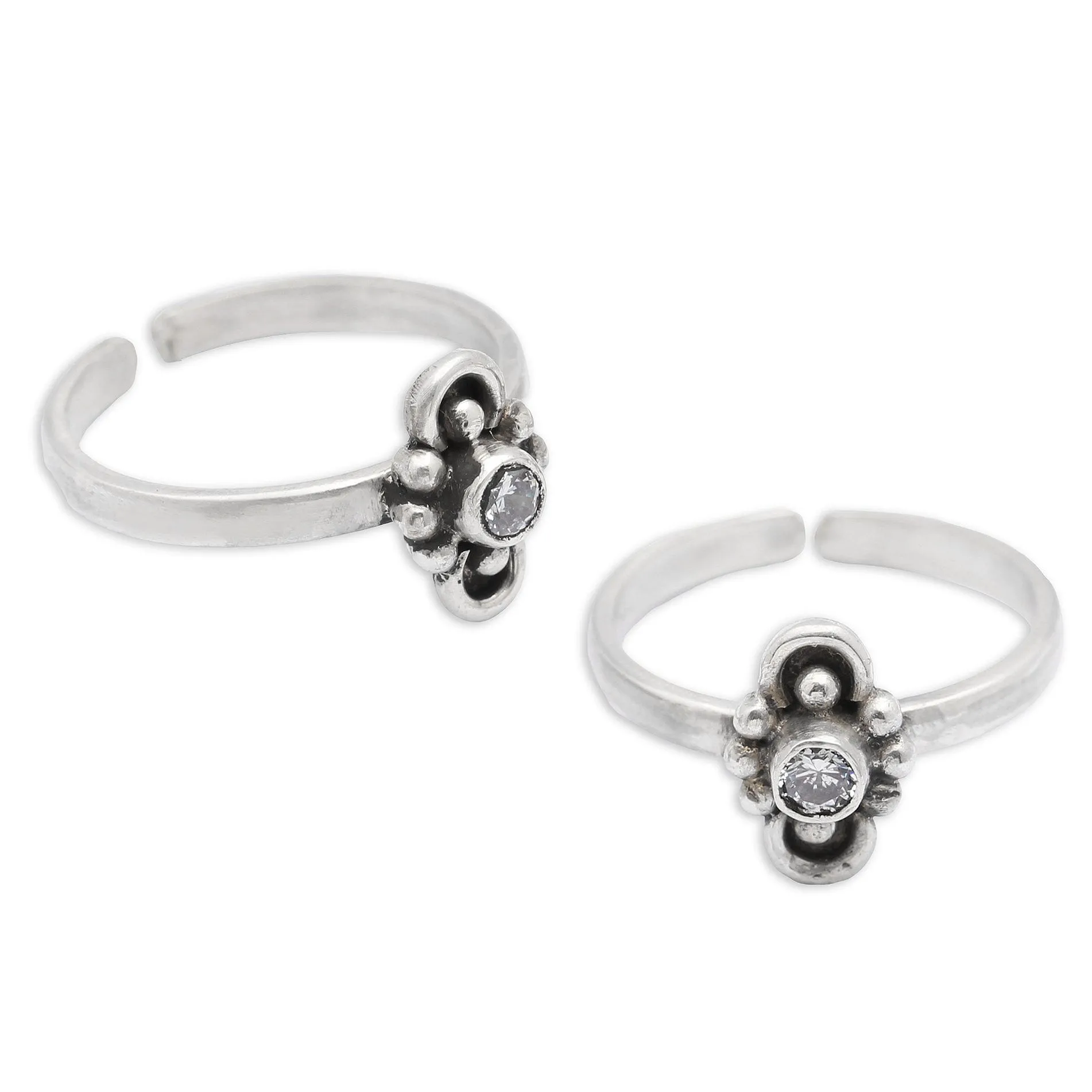 Little Flower Stone Toe Ring (Pair)