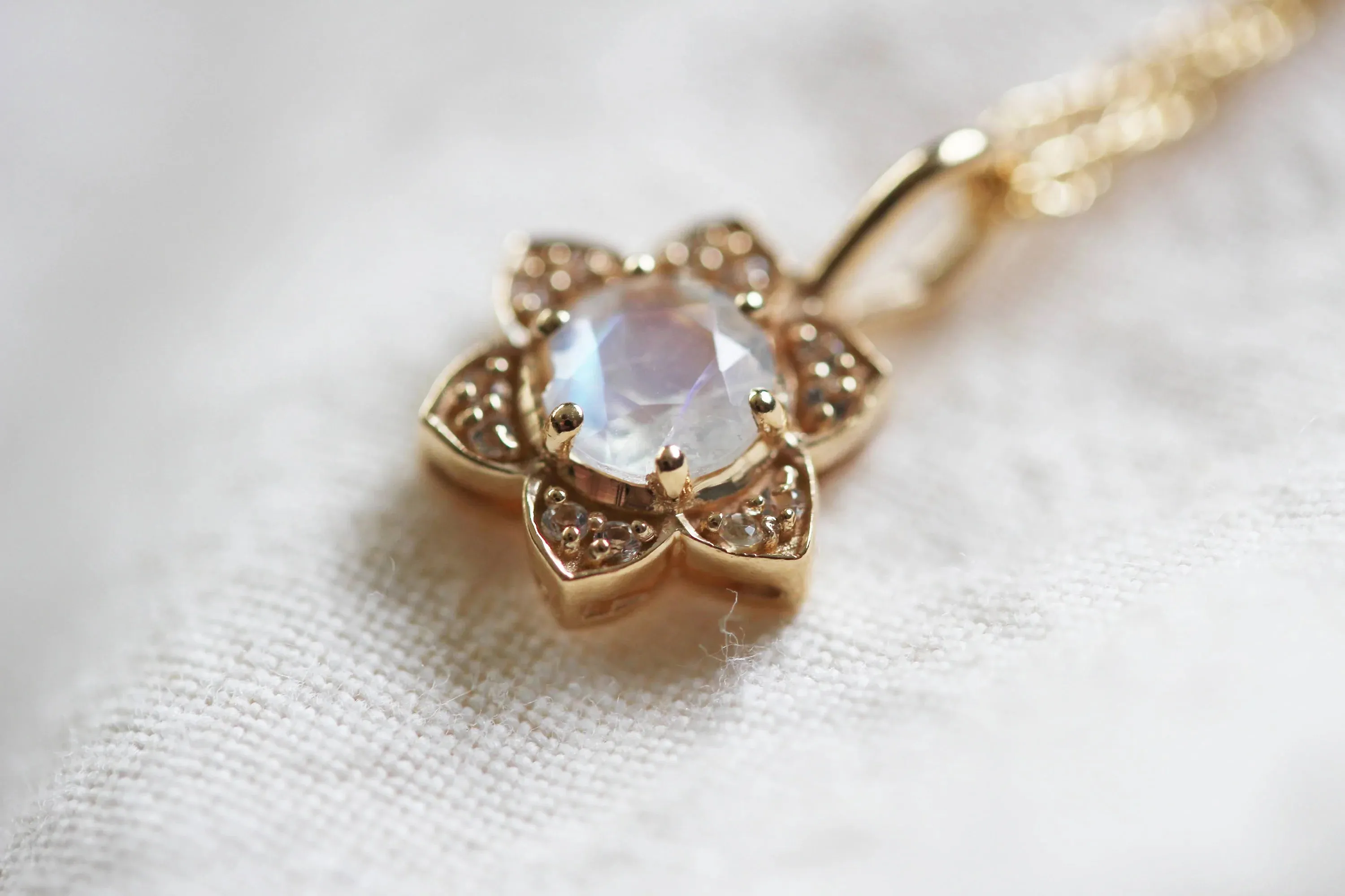 Little Gold Moonflower Necklace