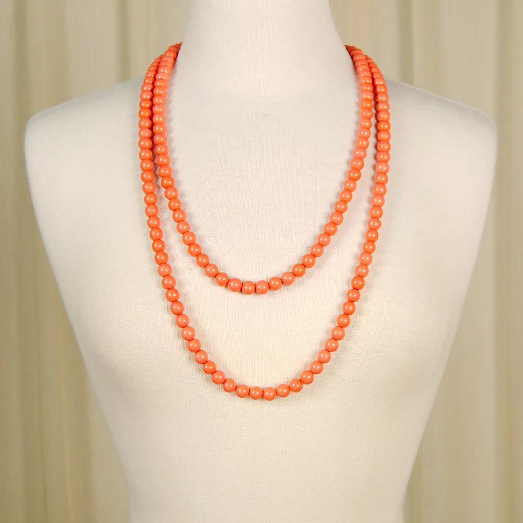 Long Coral Bead Necklace