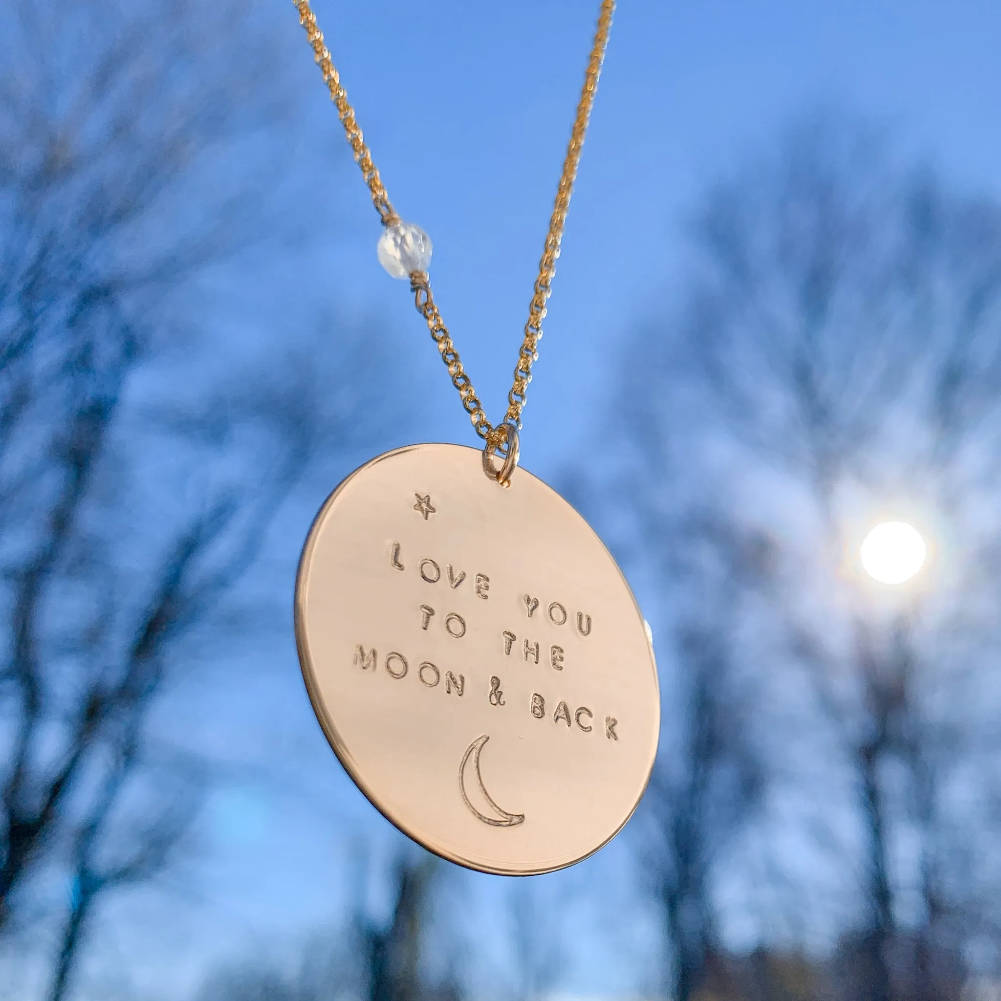 Love You to the Moon and Back Necklace | Gold