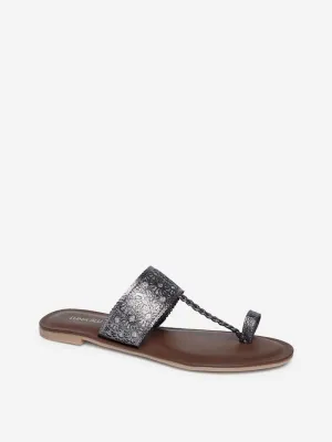 LUNA BLU Pewter Lasercut Kolhapuri Sandals