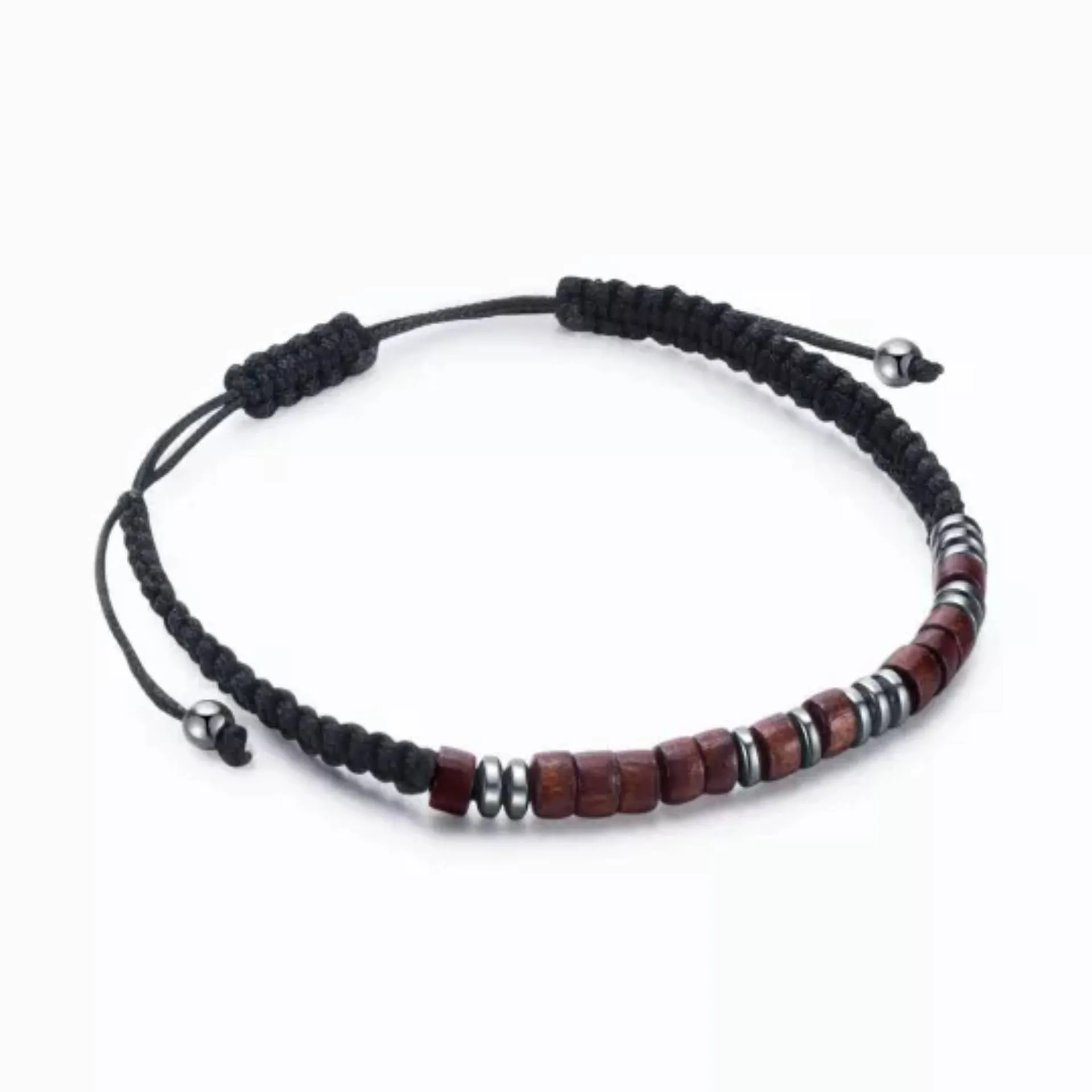 Magnet Black Iron Stone Woven Morse Code Bracelet