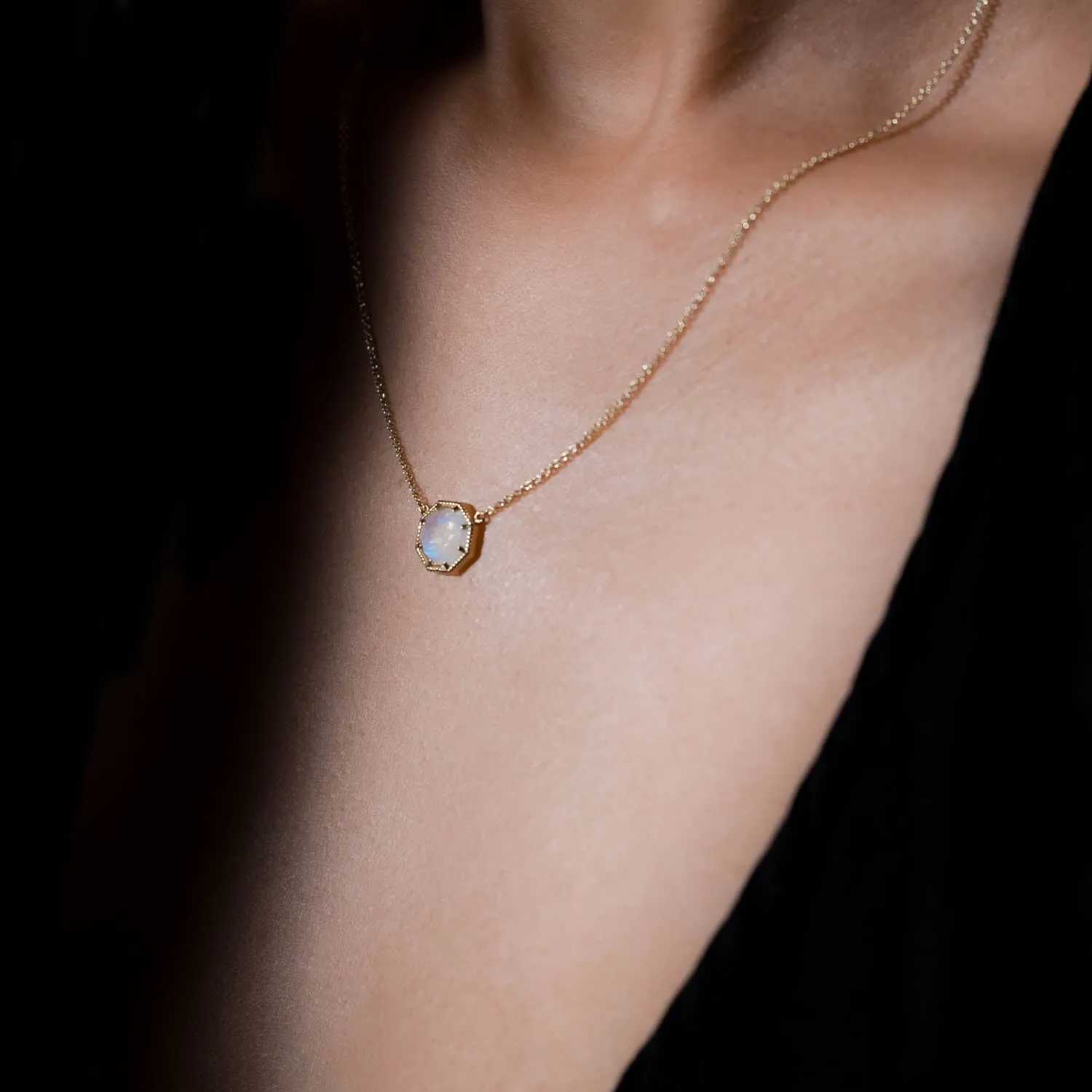 Maman Crown Bezel Moonstone Necklace