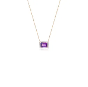 Meher Amethyst and Diamond Necklace,14K Gold