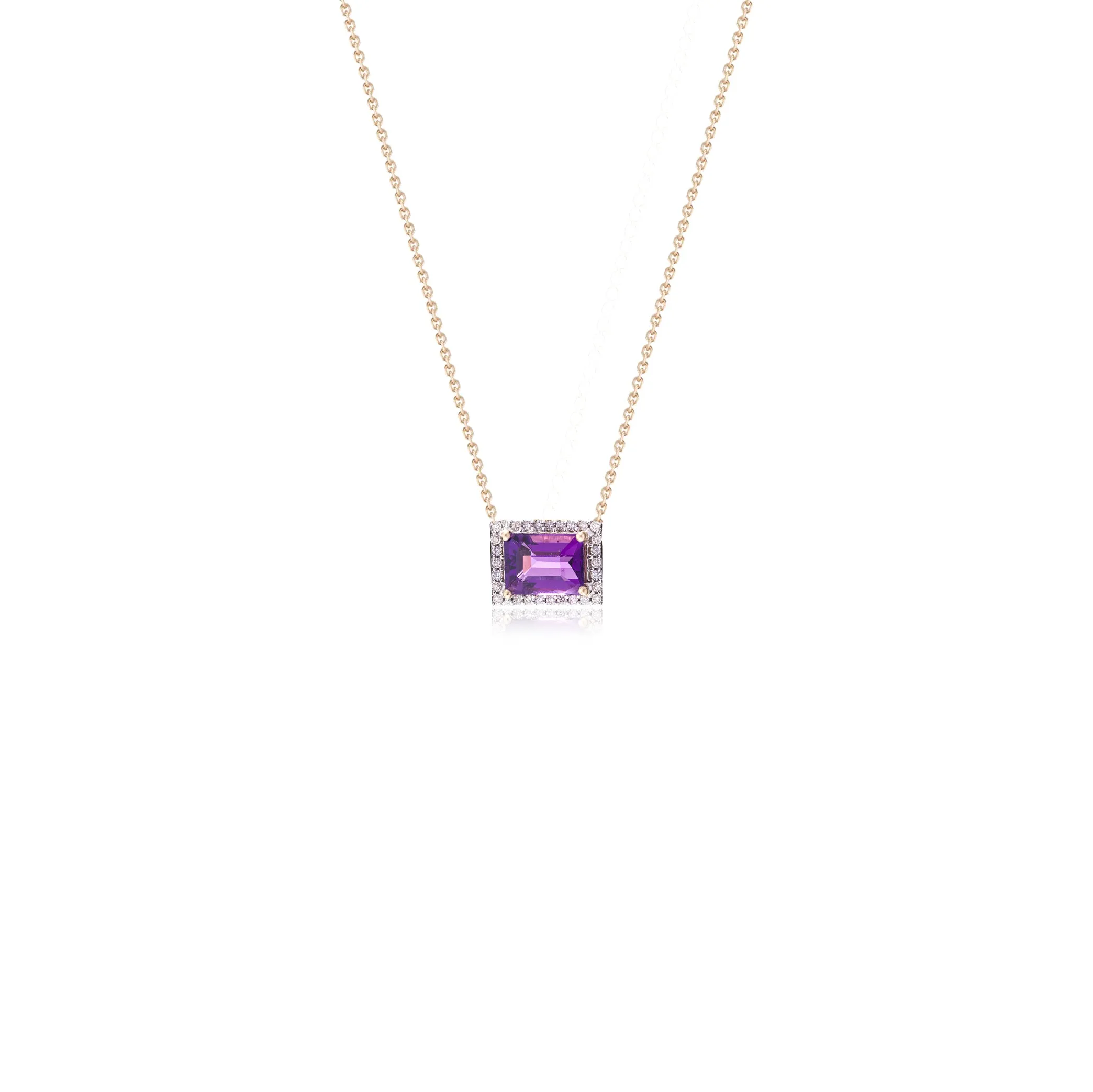 Meher Amethyst and Diamond Necklace,14K Gold