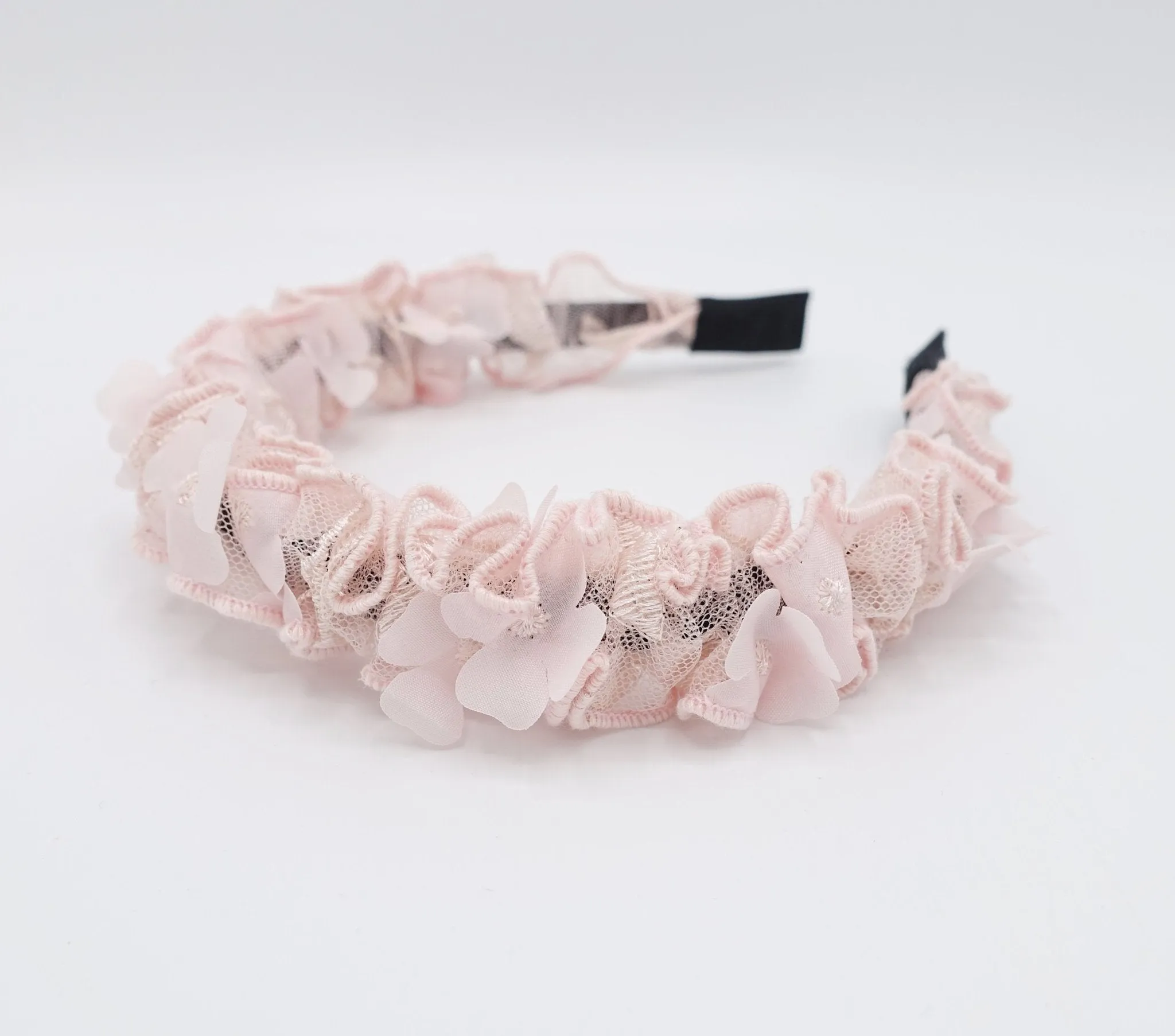 mesh flower ruched headband petal hairband women hair accessory