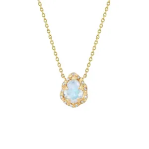 Micro Queen Water Drop Moonstone Necklace with Sprinkled Diamonds | Ready to Ship