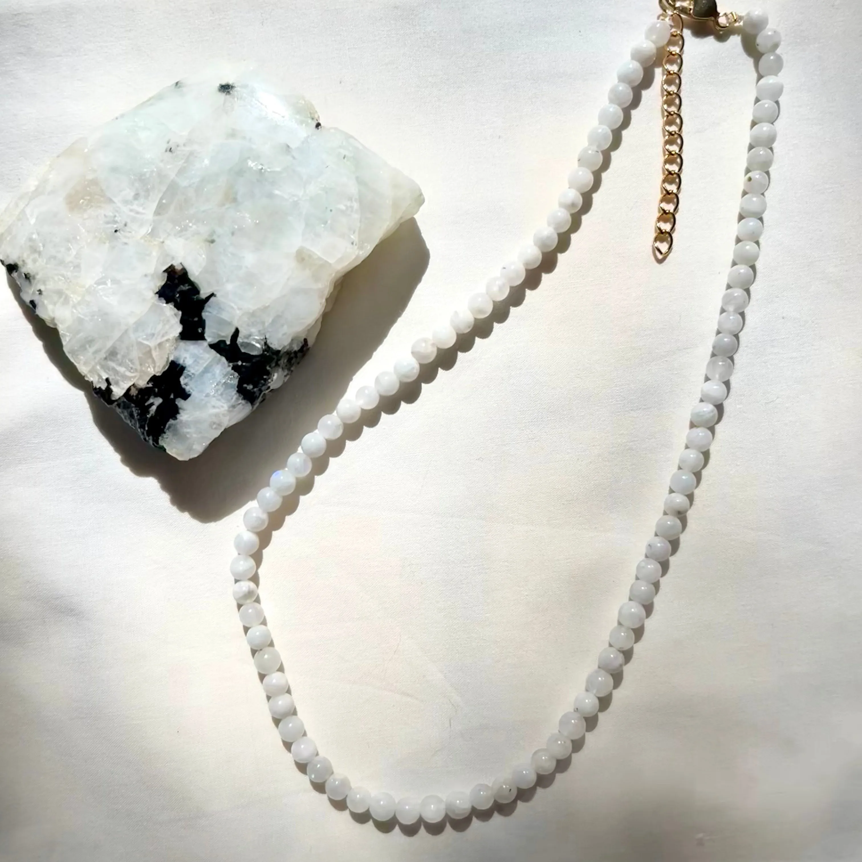 Moonstone 4mm Beaded Necklace - Intuition