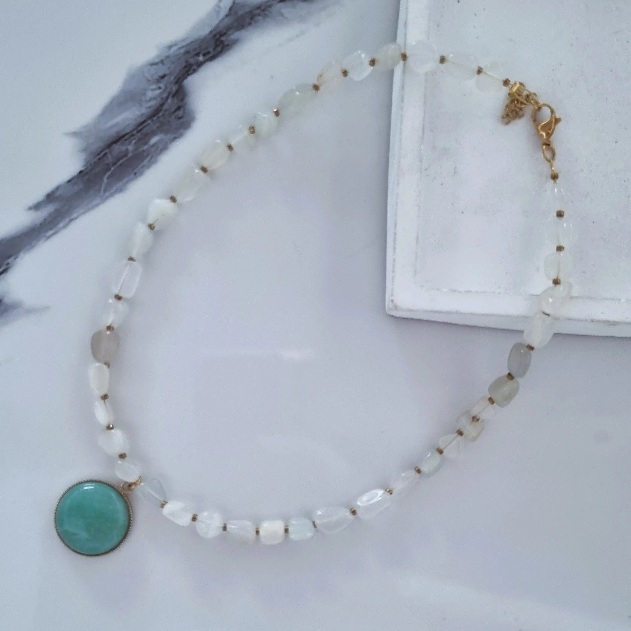 Moonstone & aventurine necklace