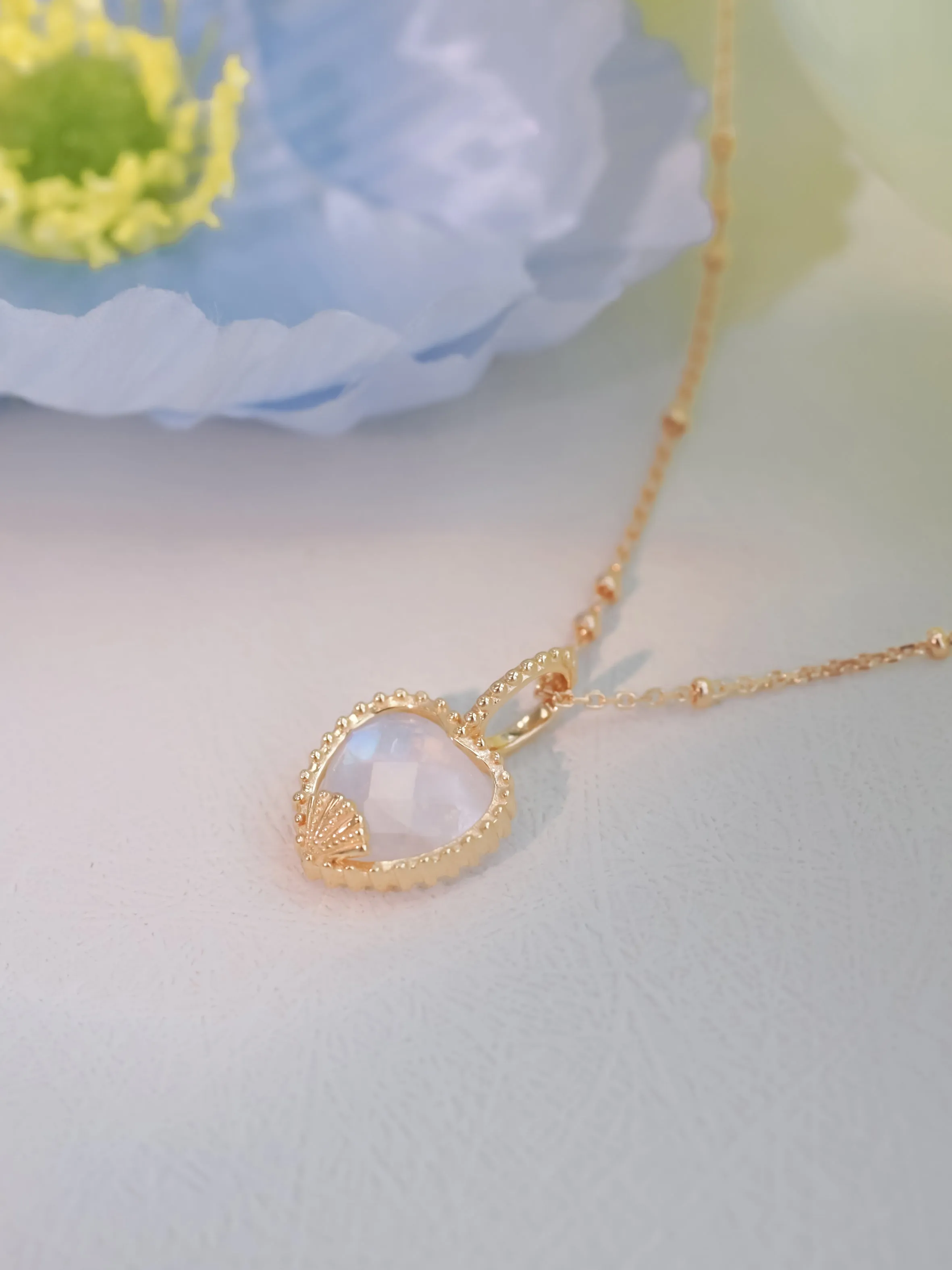 Moonstone Gold Heart Pendant - Enchanted